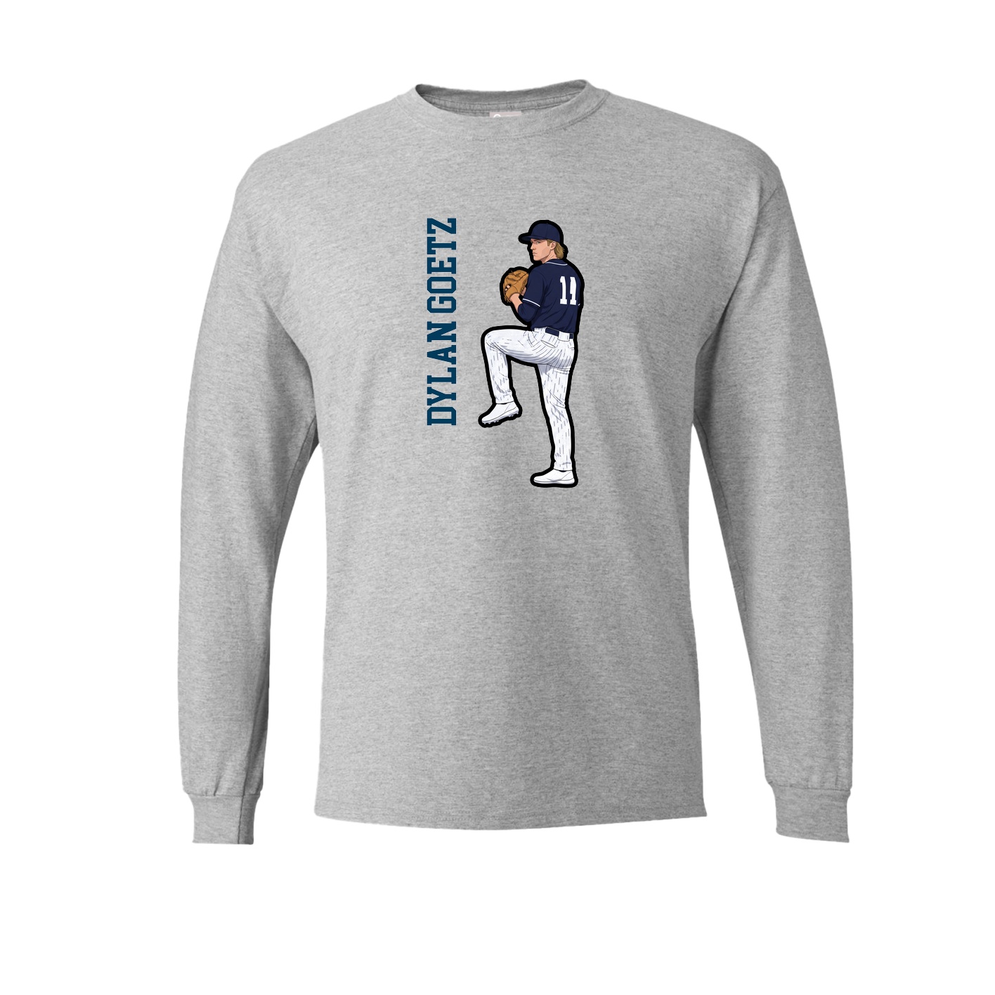 Long Sleeve Tee — Name Vertical in Grey
