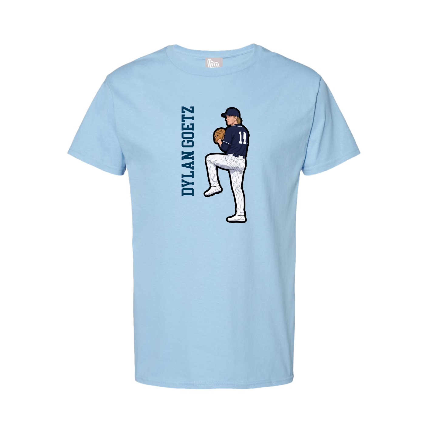 Youth Tee — Name Vertical in Light Blue