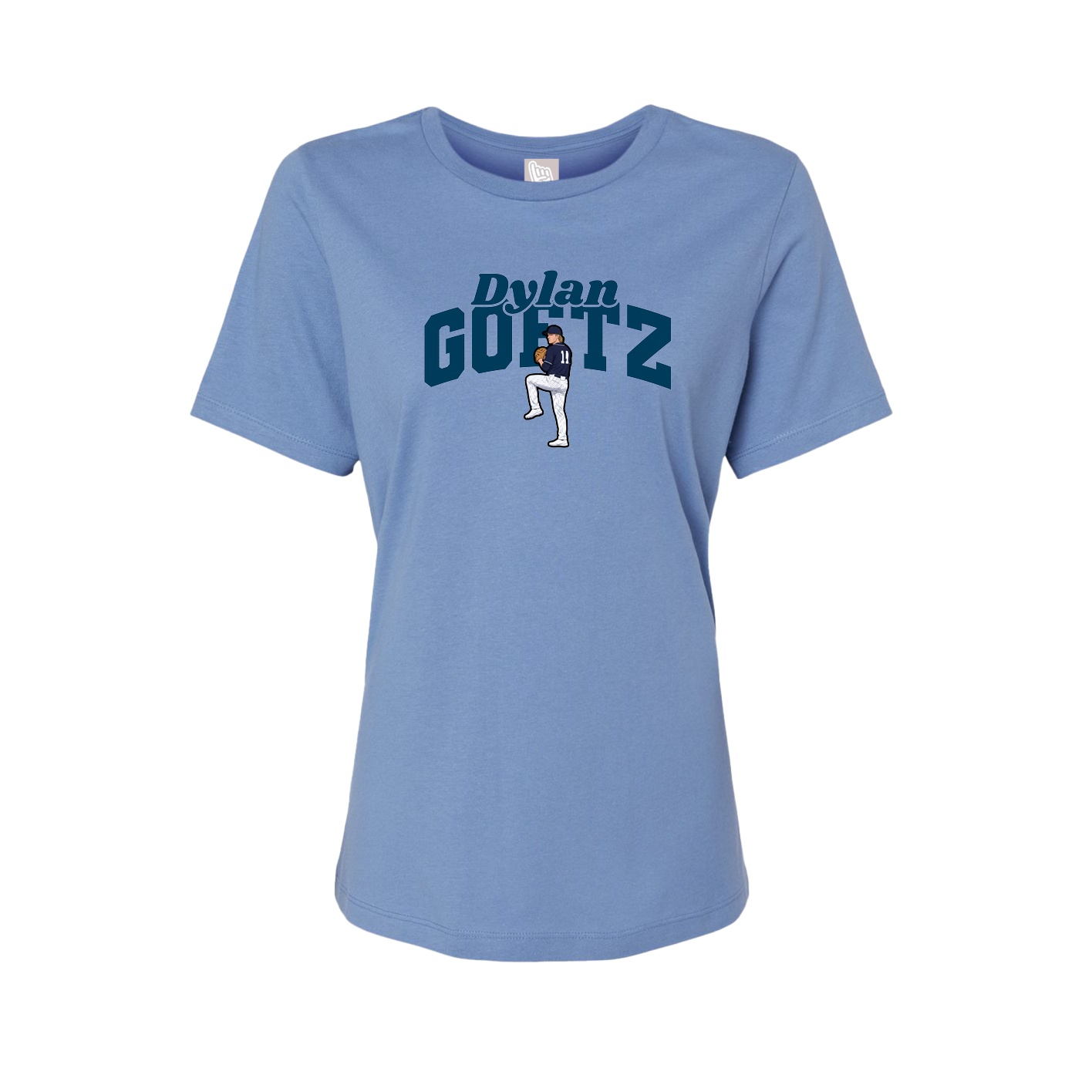 Fitted Women's Tee — Signature Arch in Powder Blue