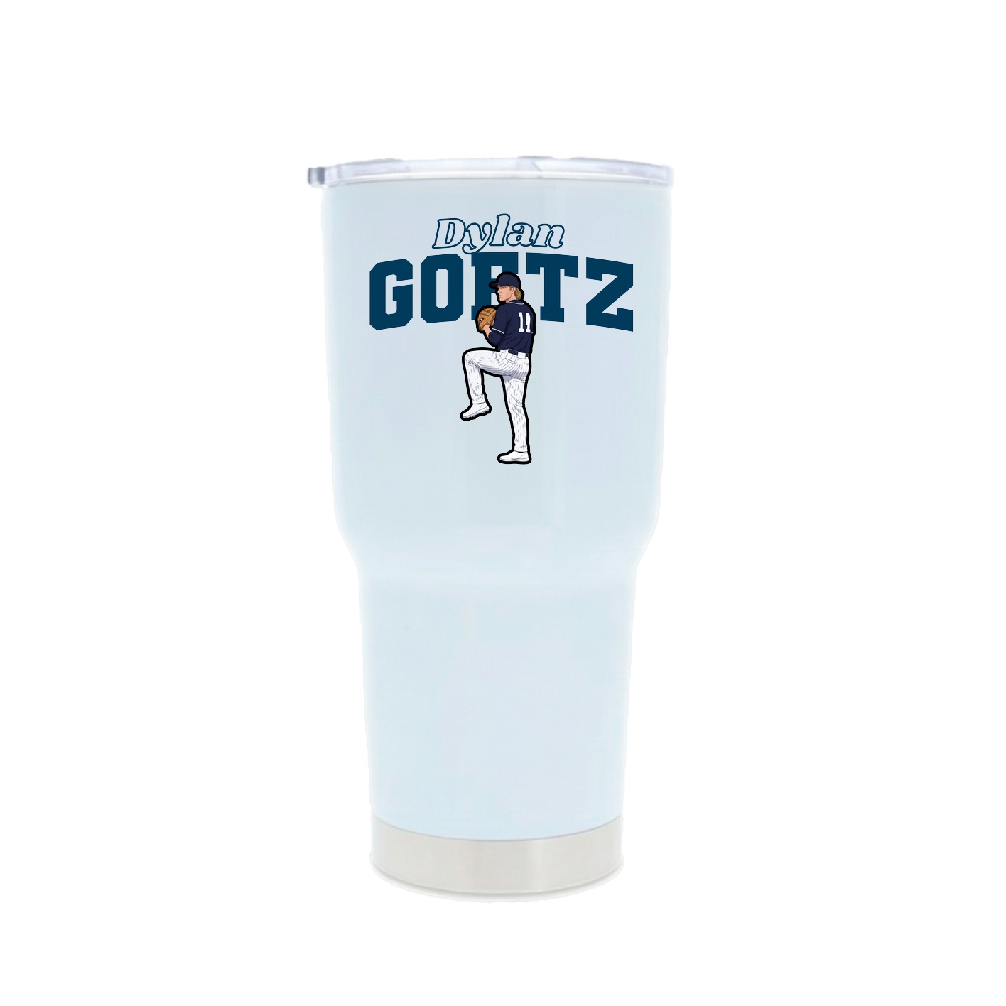 30oz Stainless Steel Tumbler — Name Arch in White