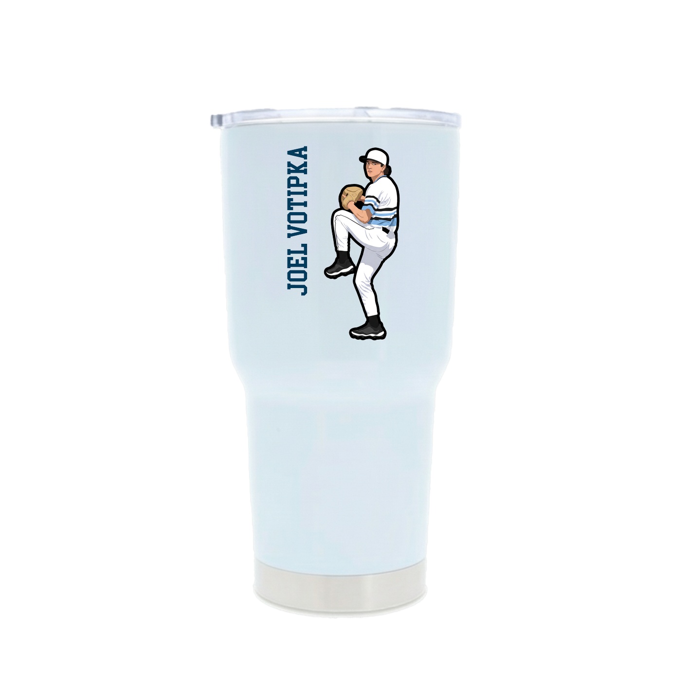 30oz Stainless Steel Tumbler — Name Vertical in White