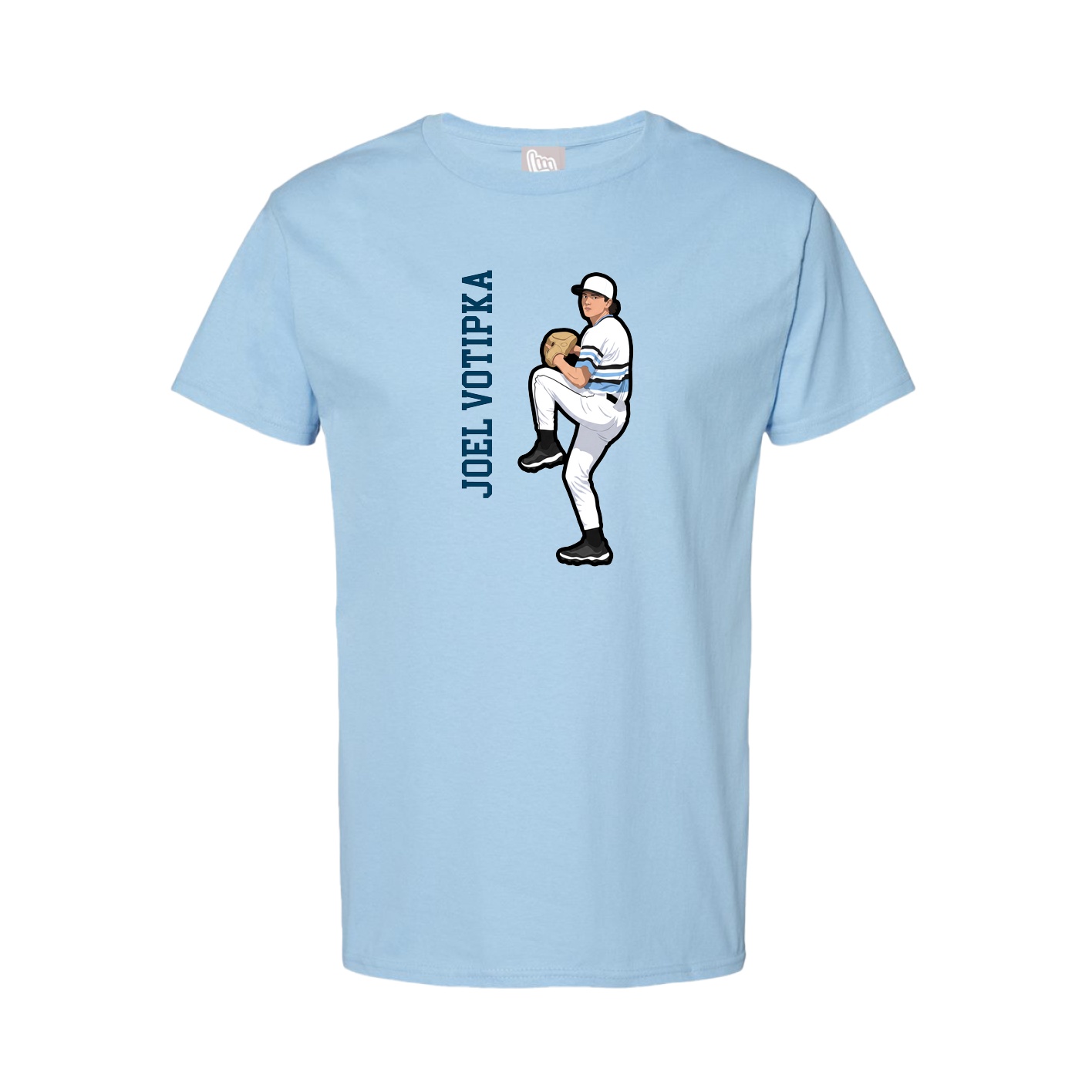 Youth Tee — Name Vertical in Light Blue