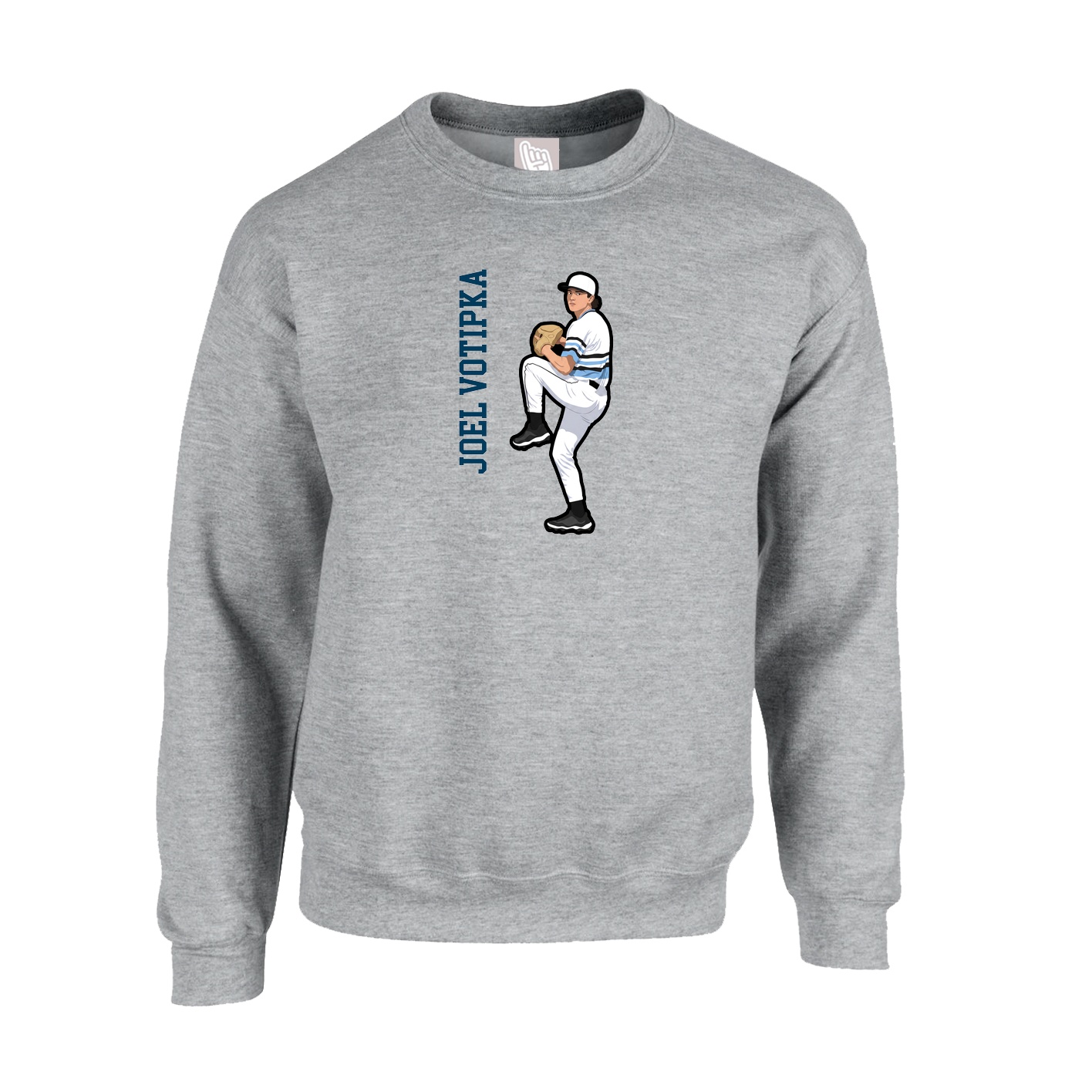 Fleece Crew — Name Vertical in Grey