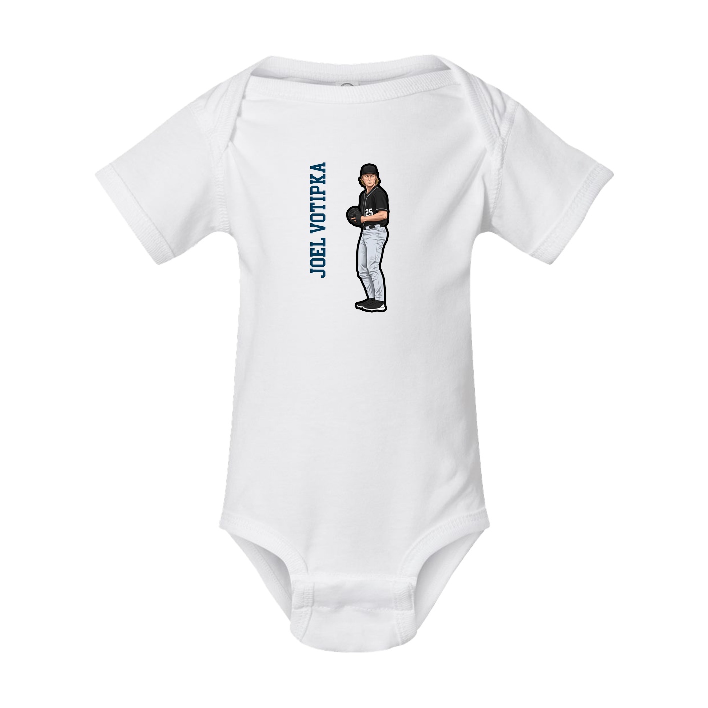 Baby Onesie — Name Vertical in White