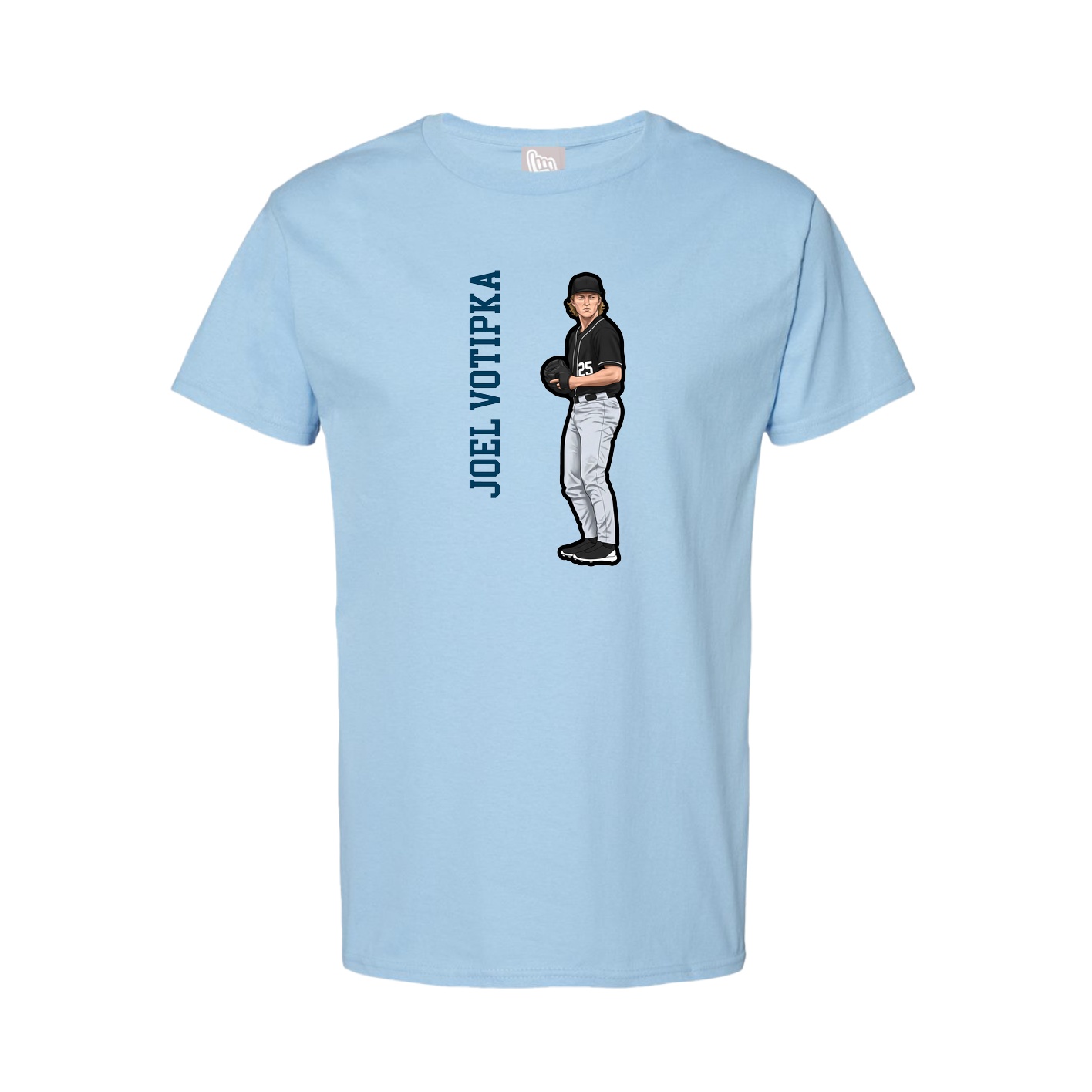 Tee — Name Vertical in Light Blue