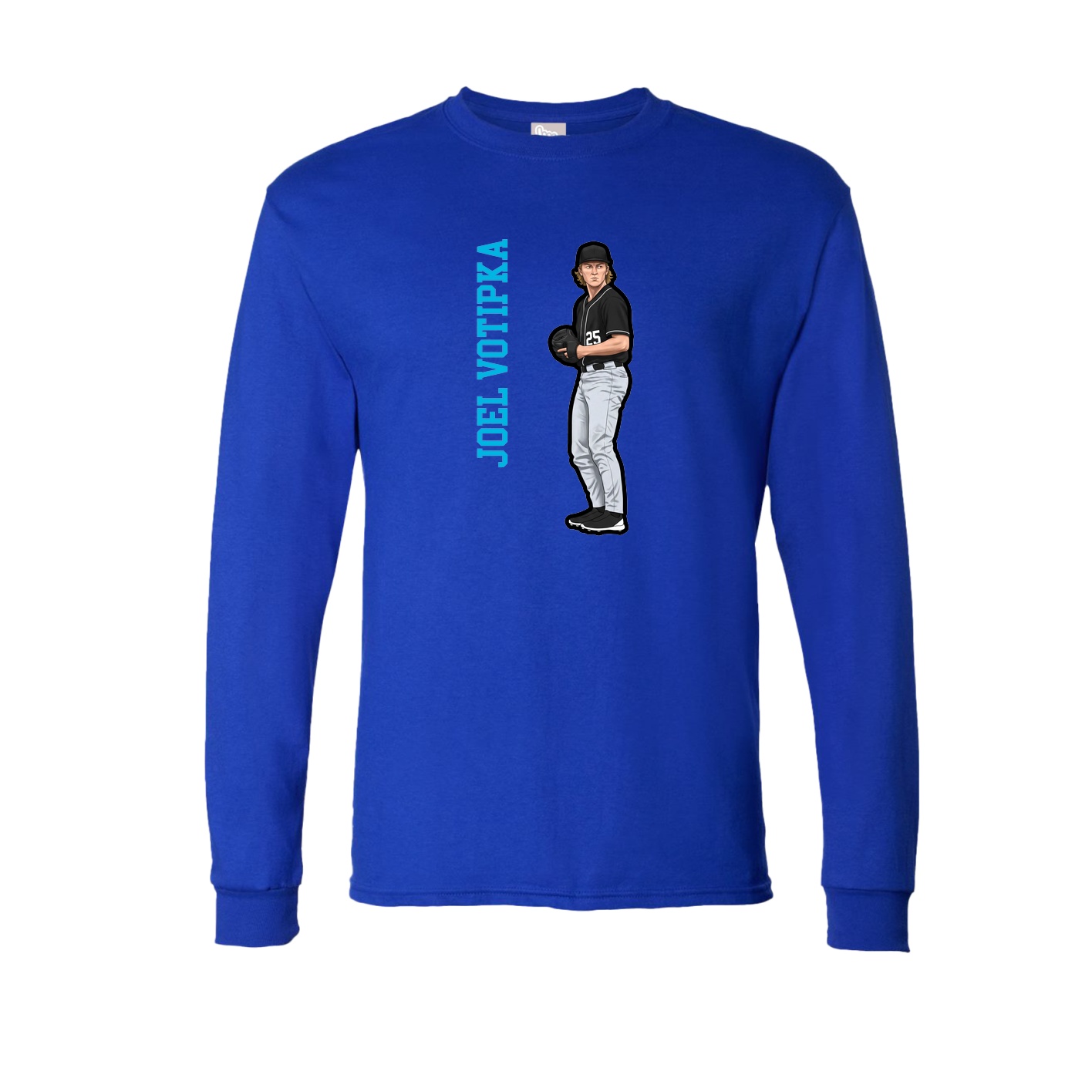 Long Sleeve Tee — Name Vertical in Royal