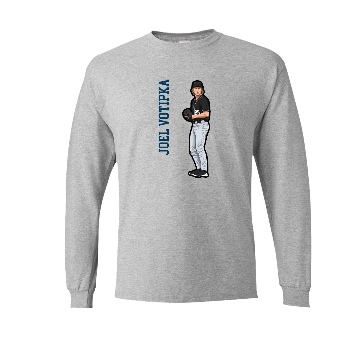 Long Sleeve Tee — Name Vertical in Grey