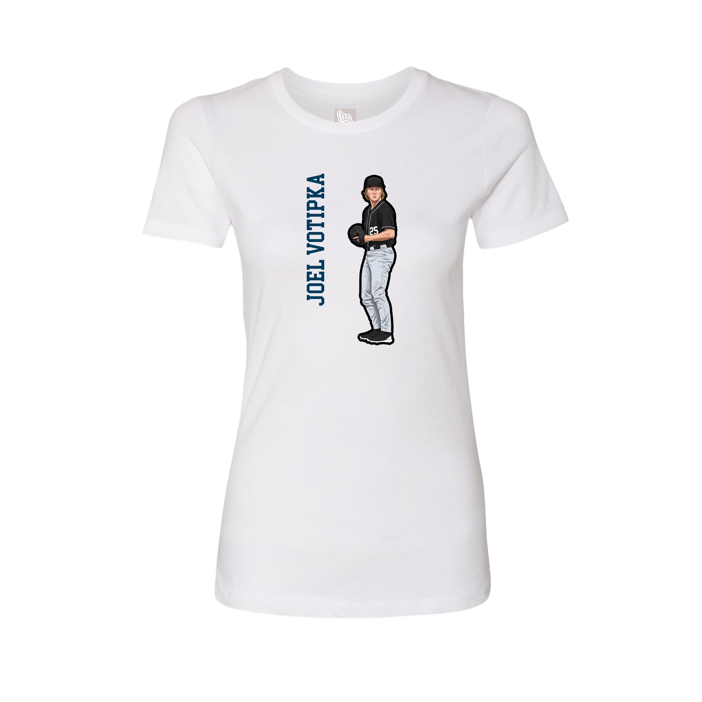 Womens Tee — Name Vertical in White
