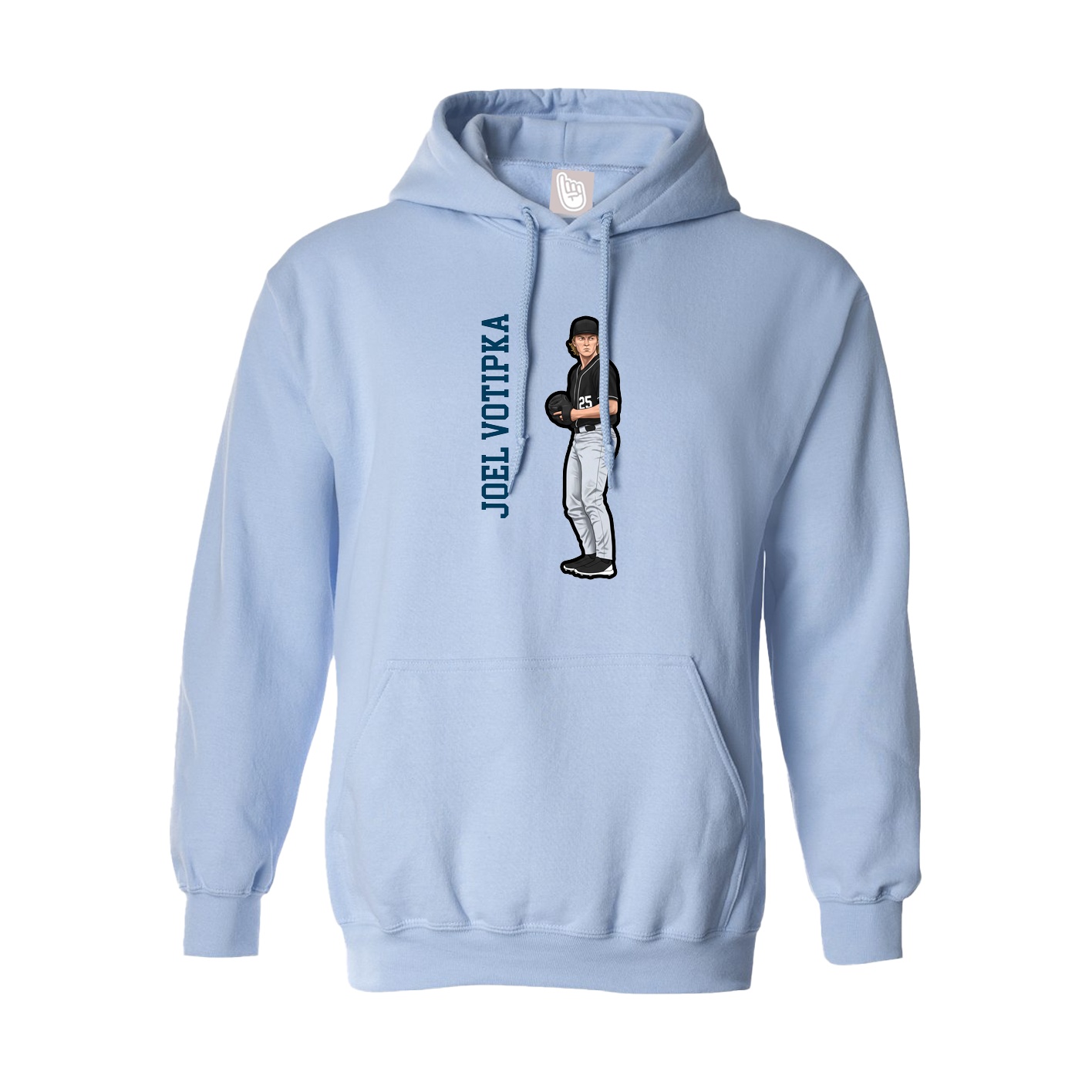 Hoodie — Name Vertical in Light Blue
