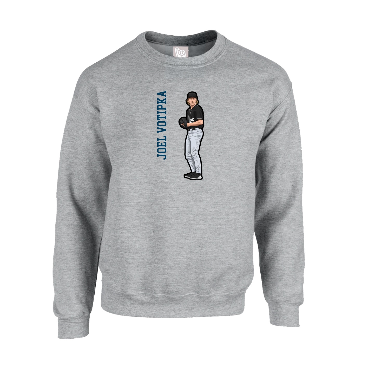 Fleece Crew — Name Vertical in Grey