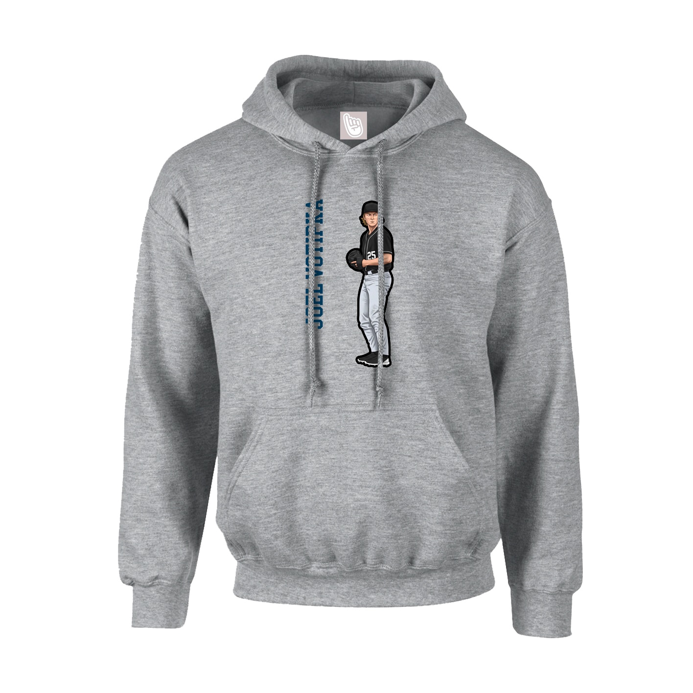 Youth Hoodie — Name Vertical in Grey