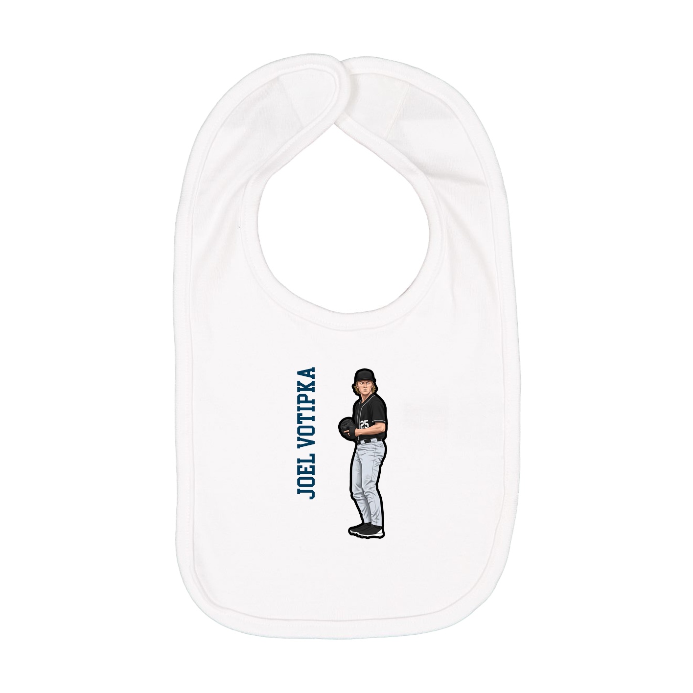 Infant Bib — Name Vertical in White
