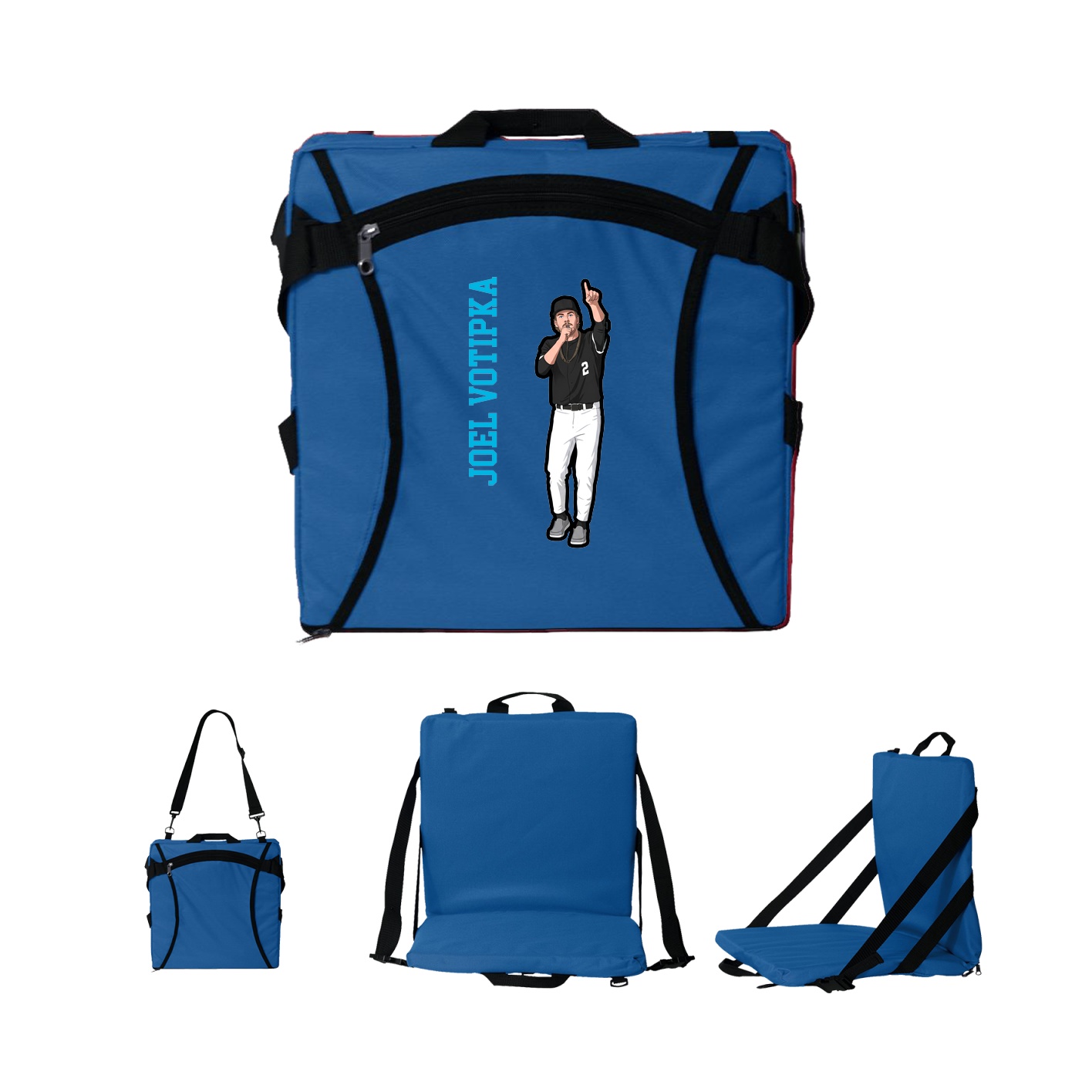 Folding Stadium Seat — Name Vertical in Royal
