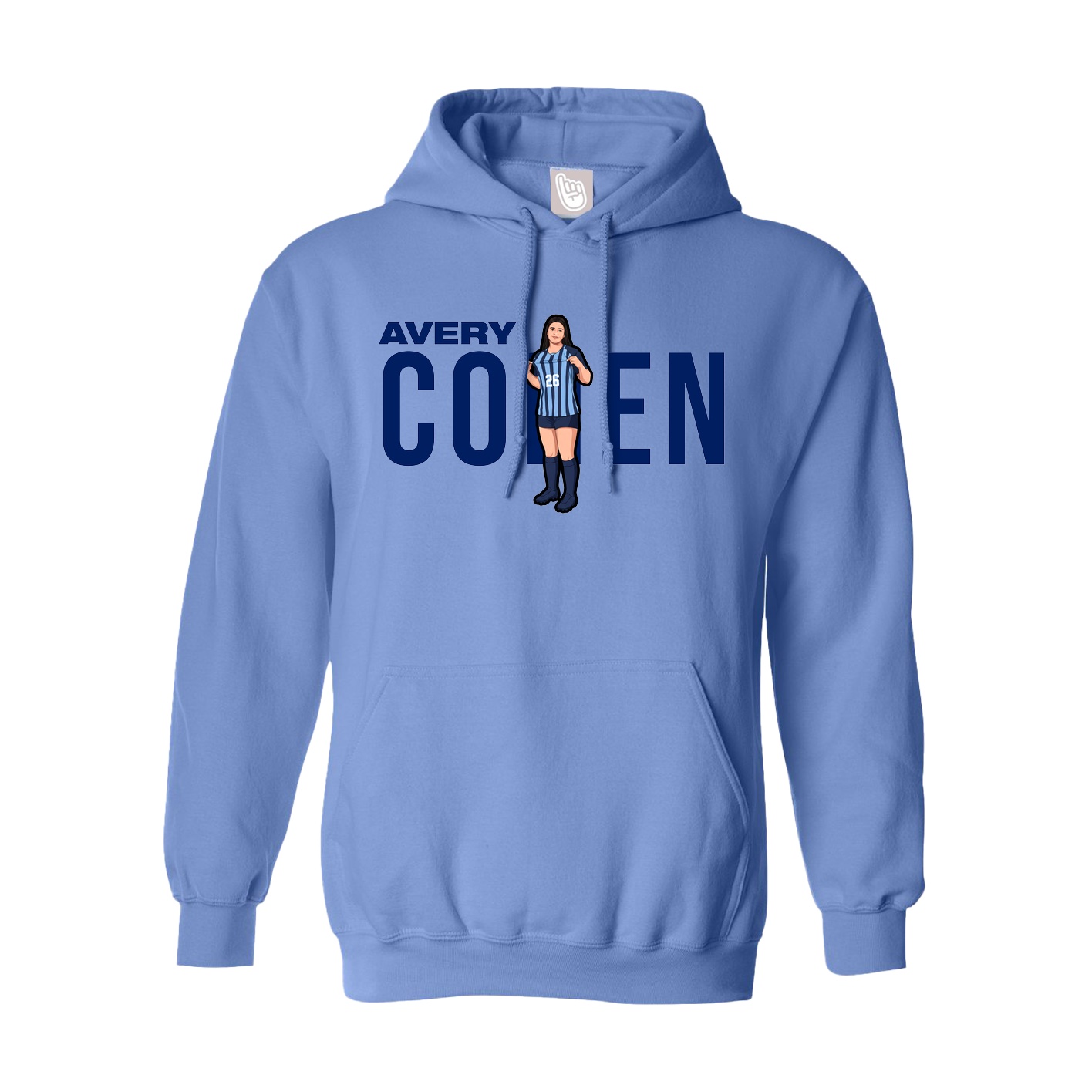 Youth Hoodie — Player Name in Powder Blue