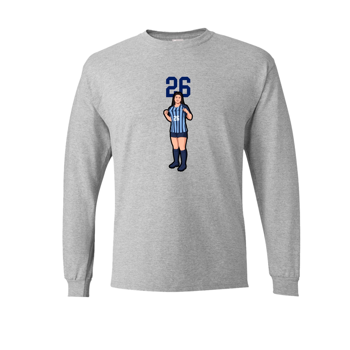 Long Sleeve Tee — Number Top in Grey