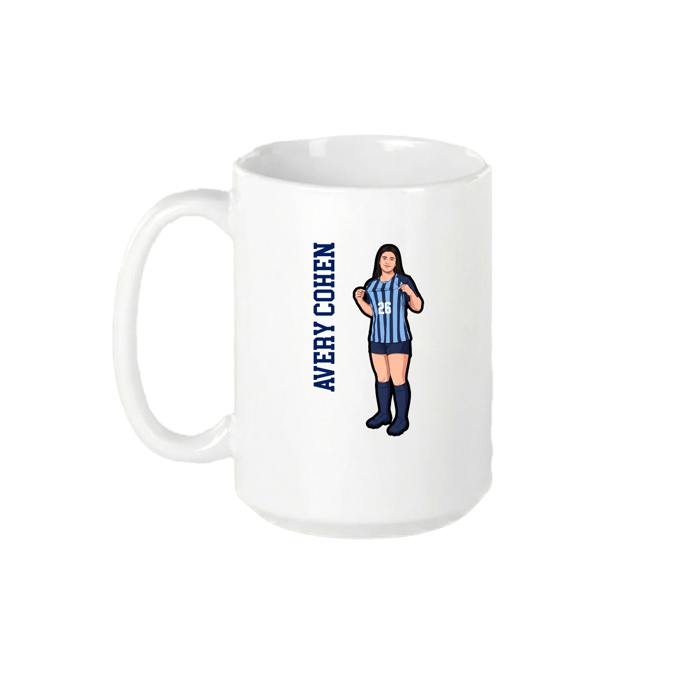 15oz Coffee Mug — Name Vertical in White