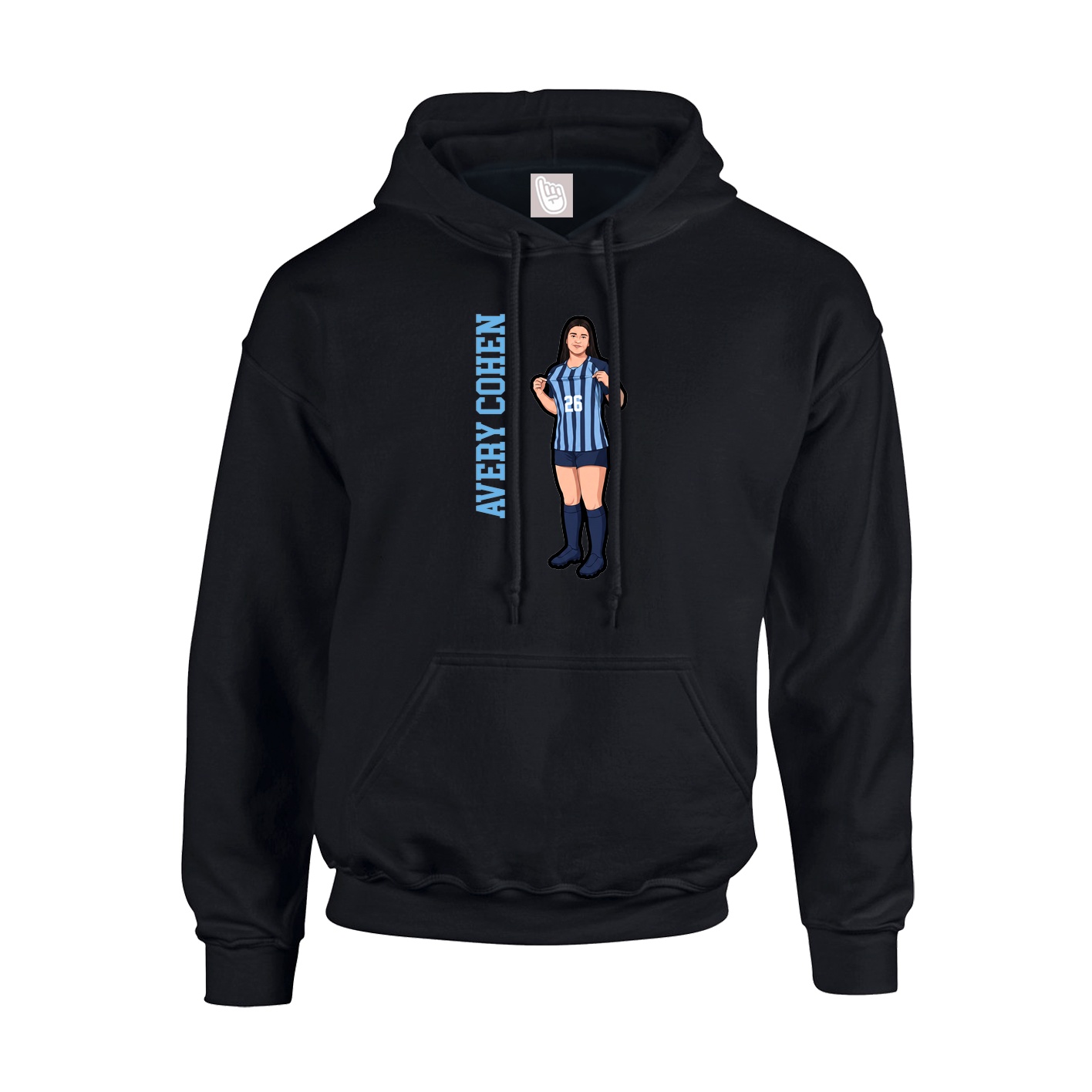 Youth Hoodie — Name Vertical in Black