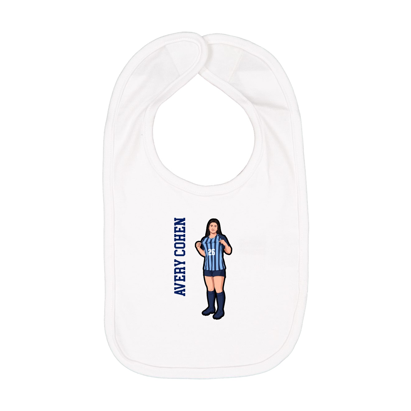 Infant Bib — Name Vertical in White