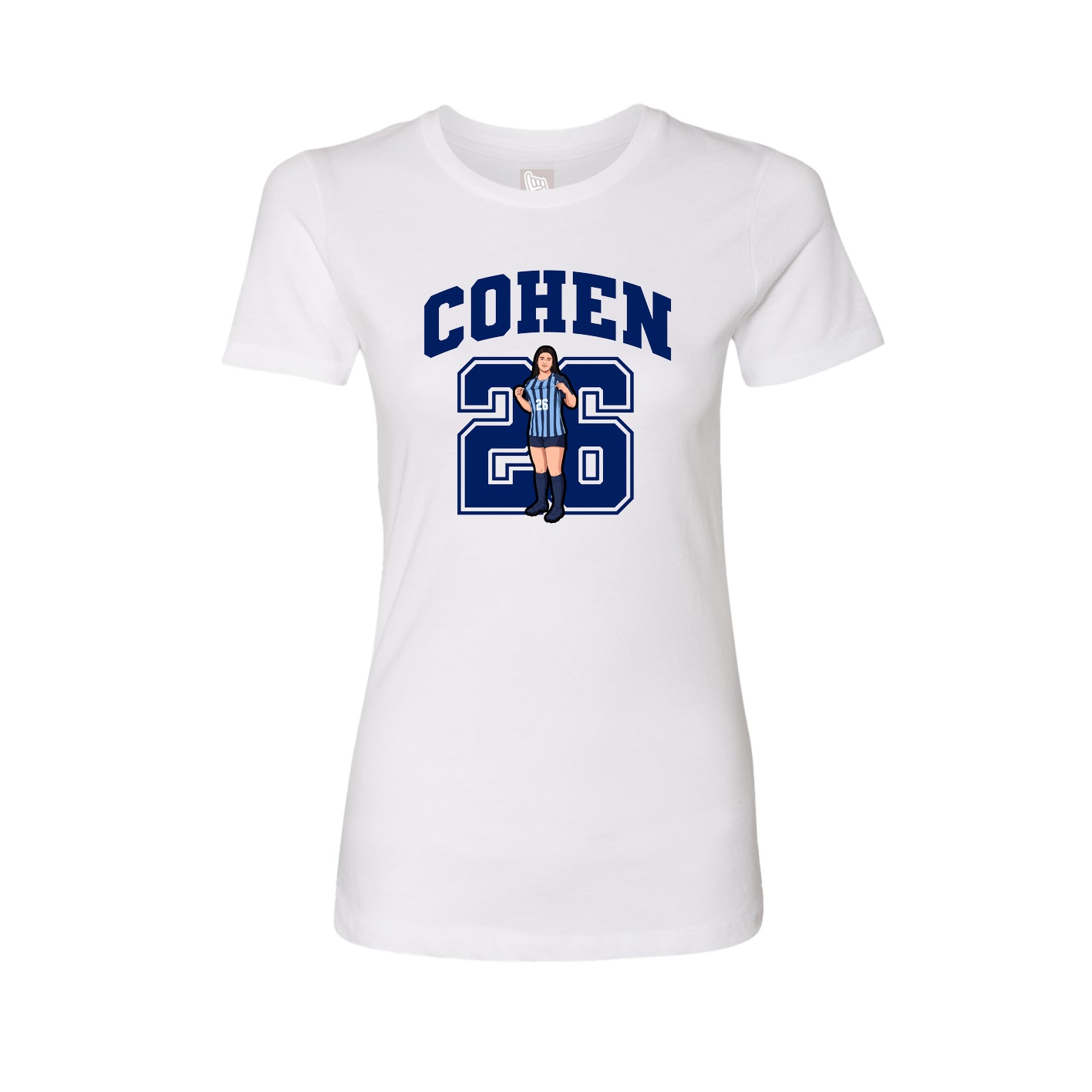 Fitted Women's Tee — Number in White