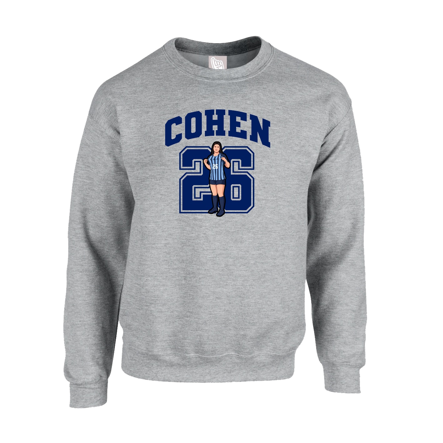 Fleece Crew — Number in Grey