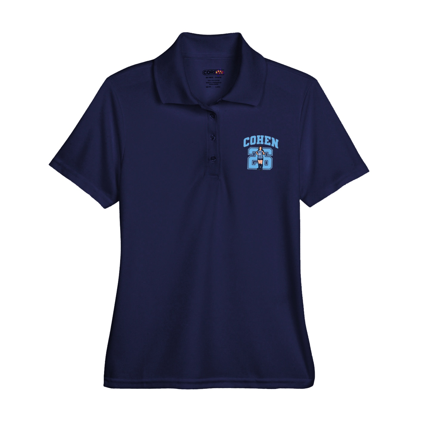 Womens Performance Polo — Number in Navy