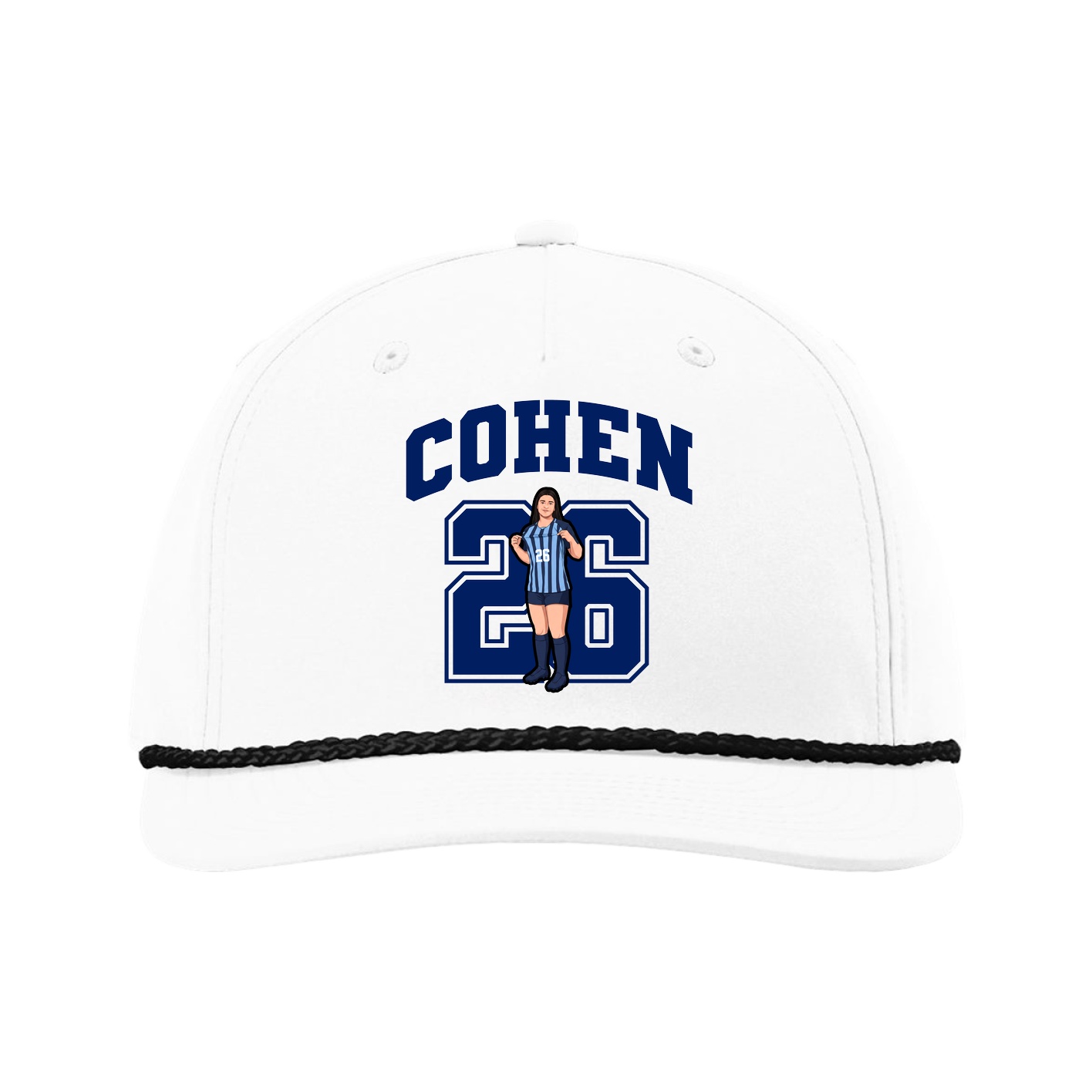 Five-Panel Classic Rope Cap — Number in White