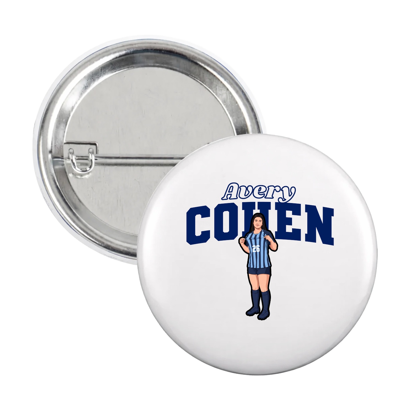 Game Day Button — Name Arch in White