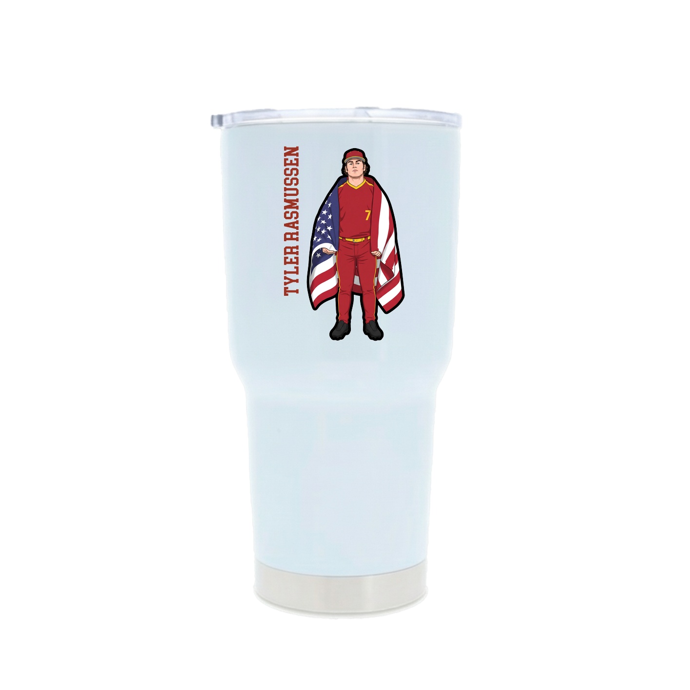 30oz Stainless Steel Tumbler — Name Vertical in White