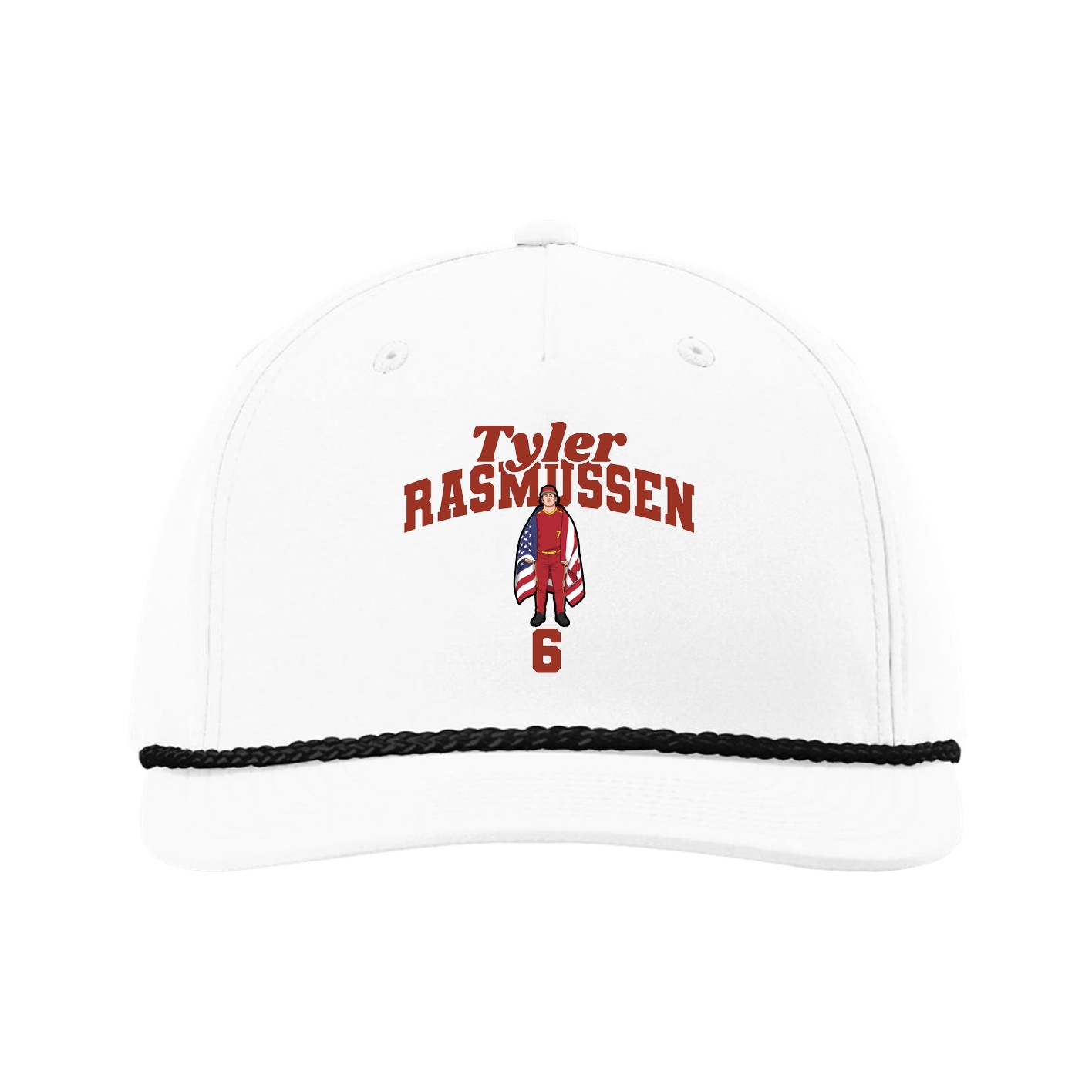 Five-Panel Classic Rope Cap — Signature Arch in White
