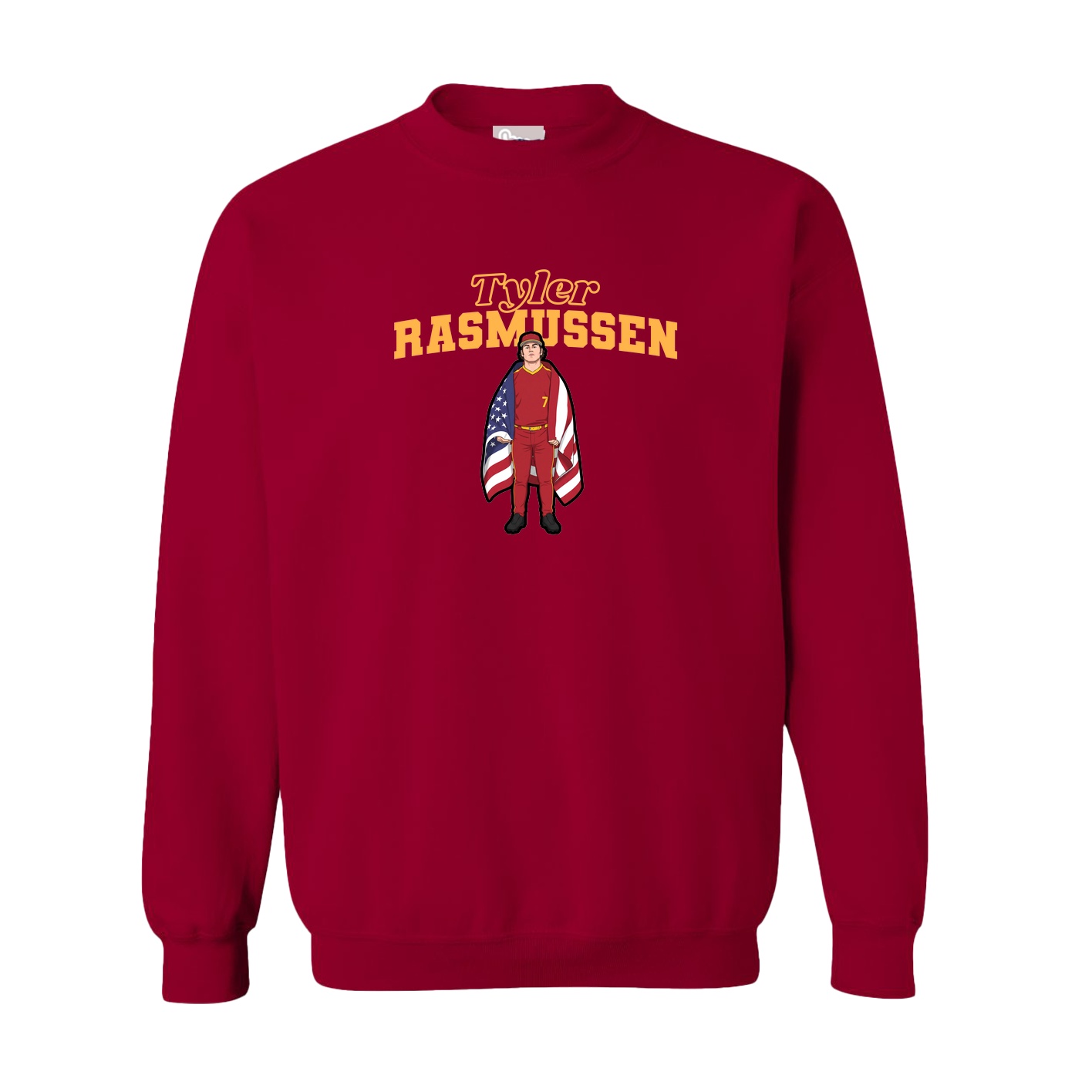 Fleece Crew — Name Arch in Cardinal