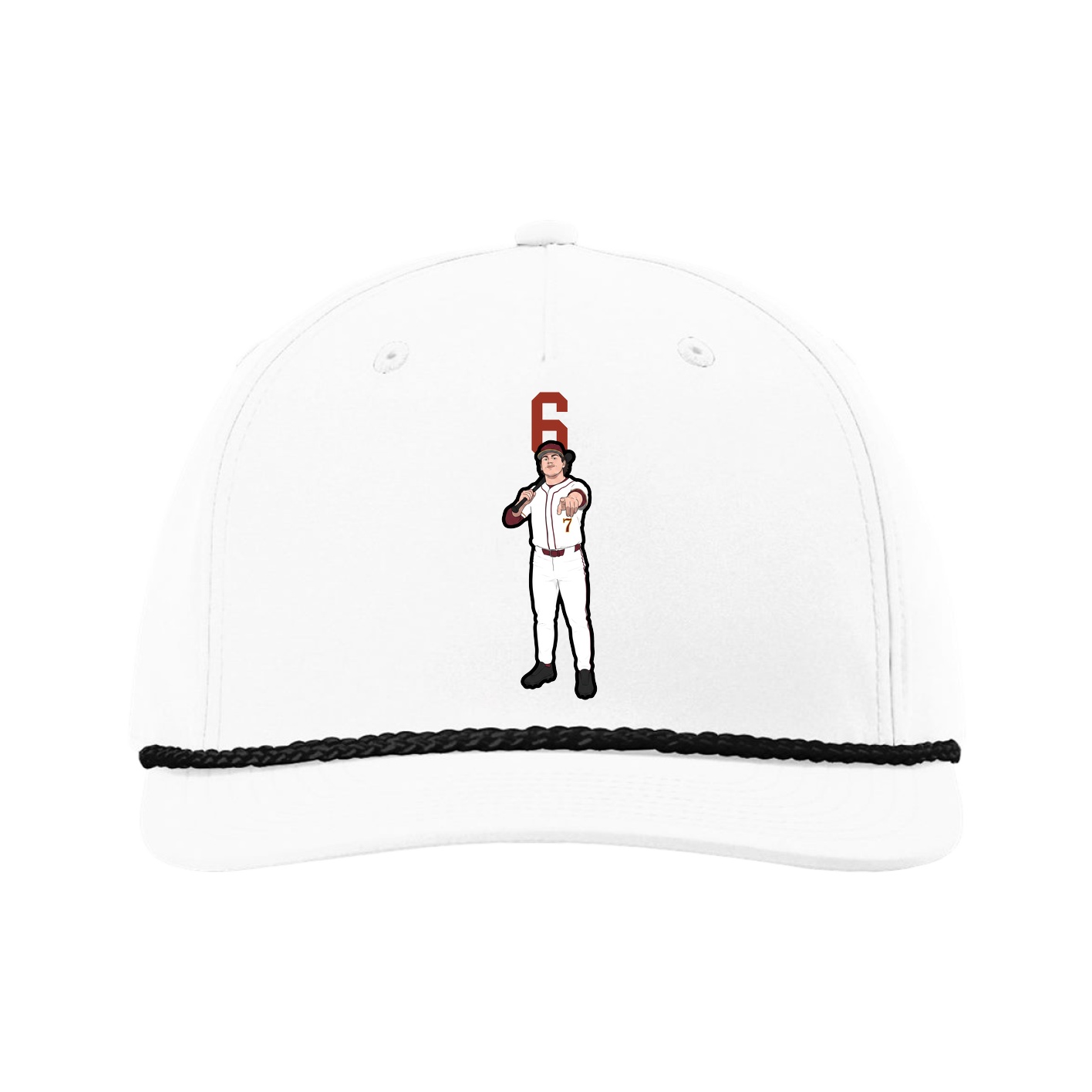 Five-Panel Classic Rope Cap — Number Top in White