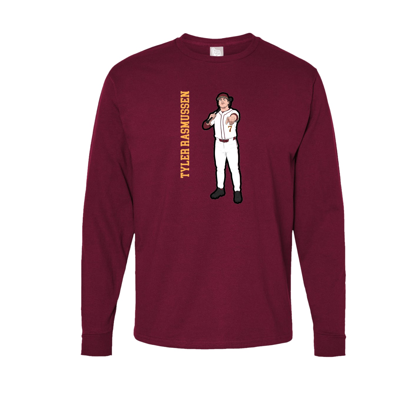 Long Sleeve Tee — Name Vertical in Cardinal