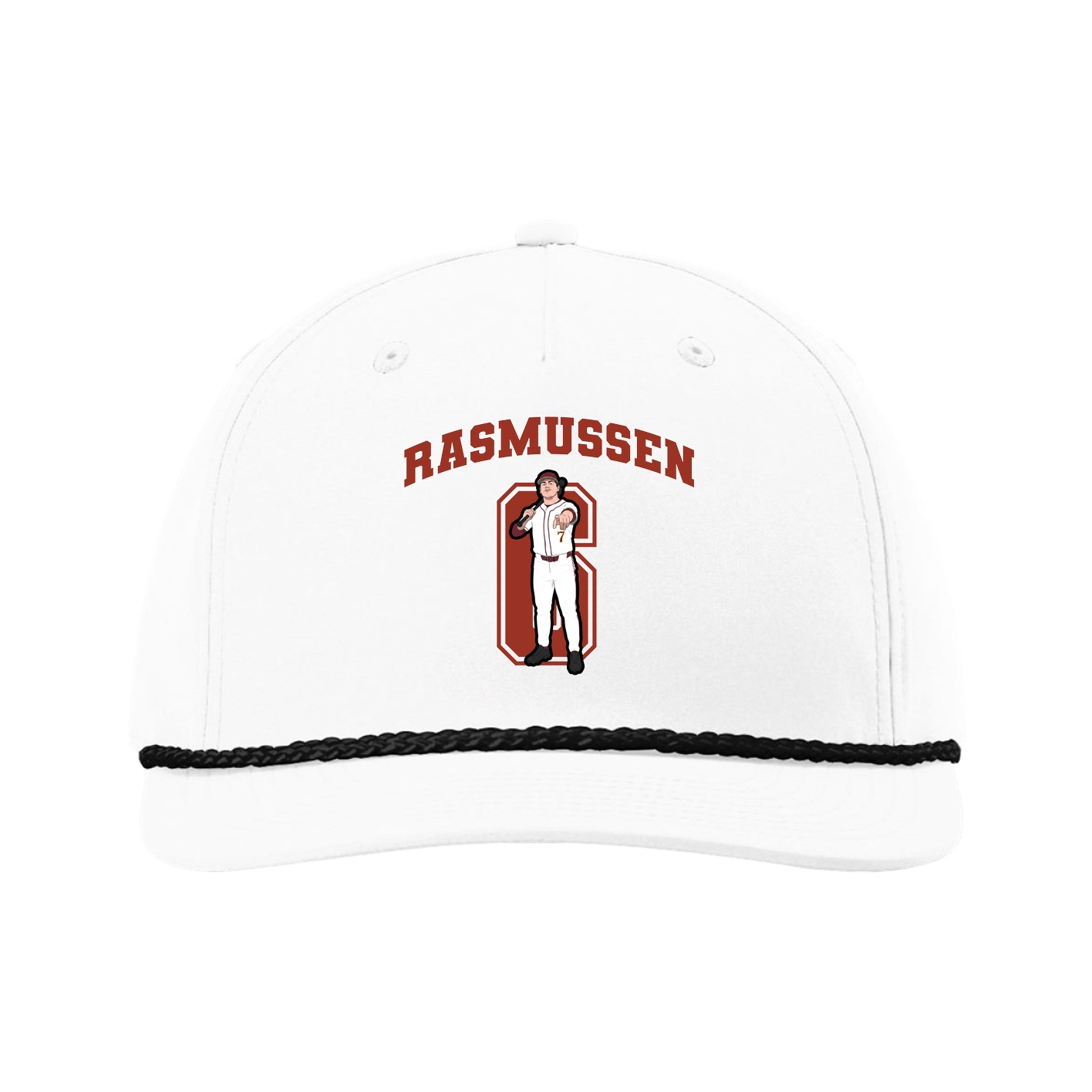 Five-Panel Classic Rope Cap — Number in White