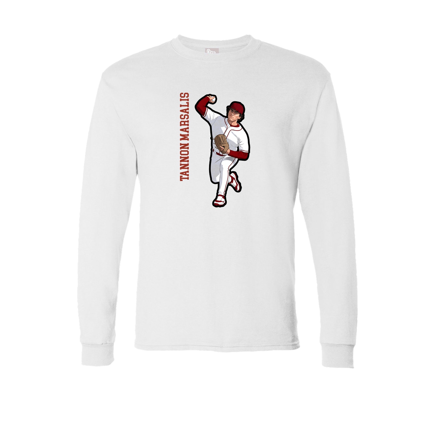 Long Sleeve Tee — Name Vertical in White