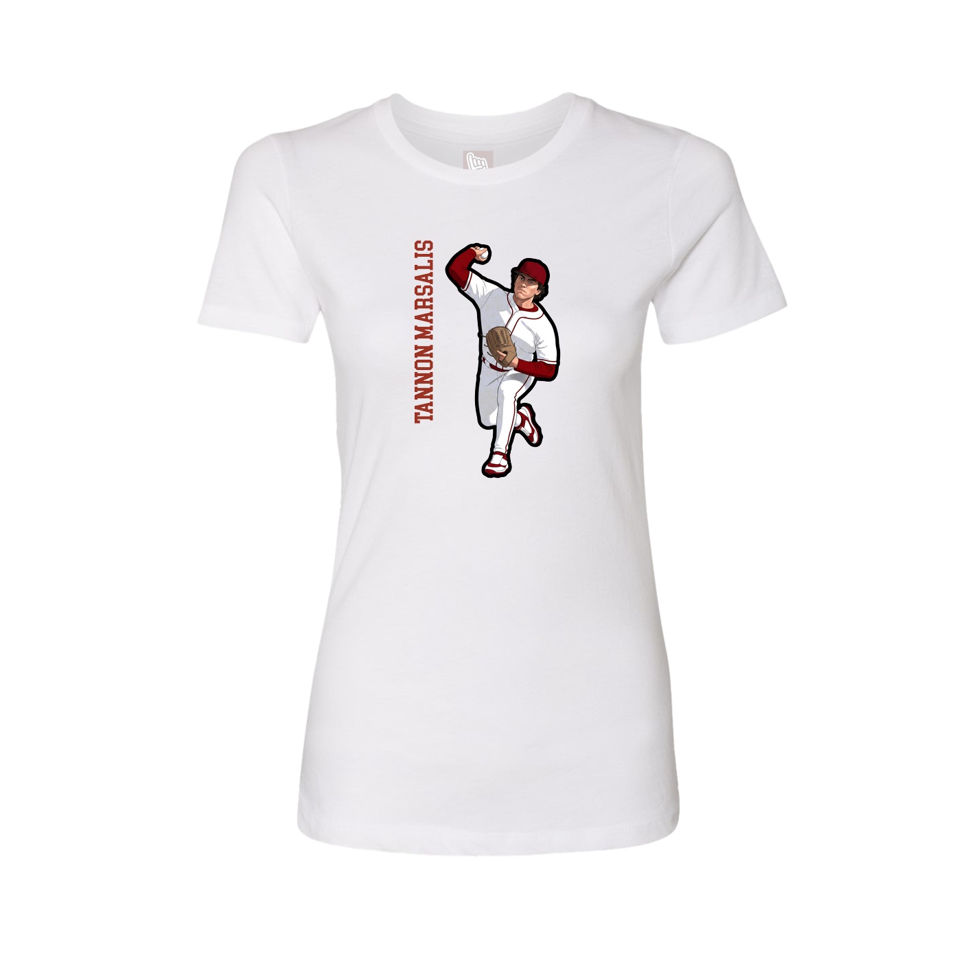 Fitted Women's Tee — Name Vertical in White