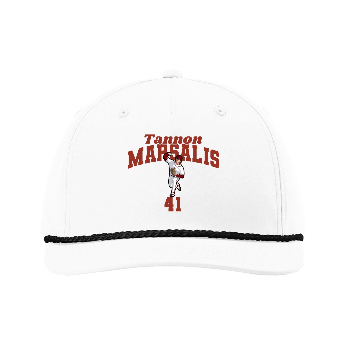 Five-Panel Classic Rope Cap — Signature Arch in White