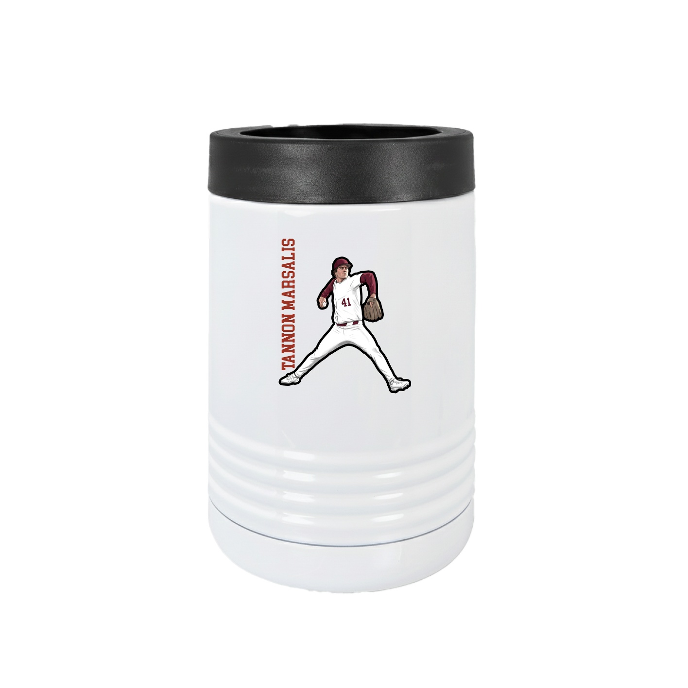 Beverage Holder — Name Vertical in White