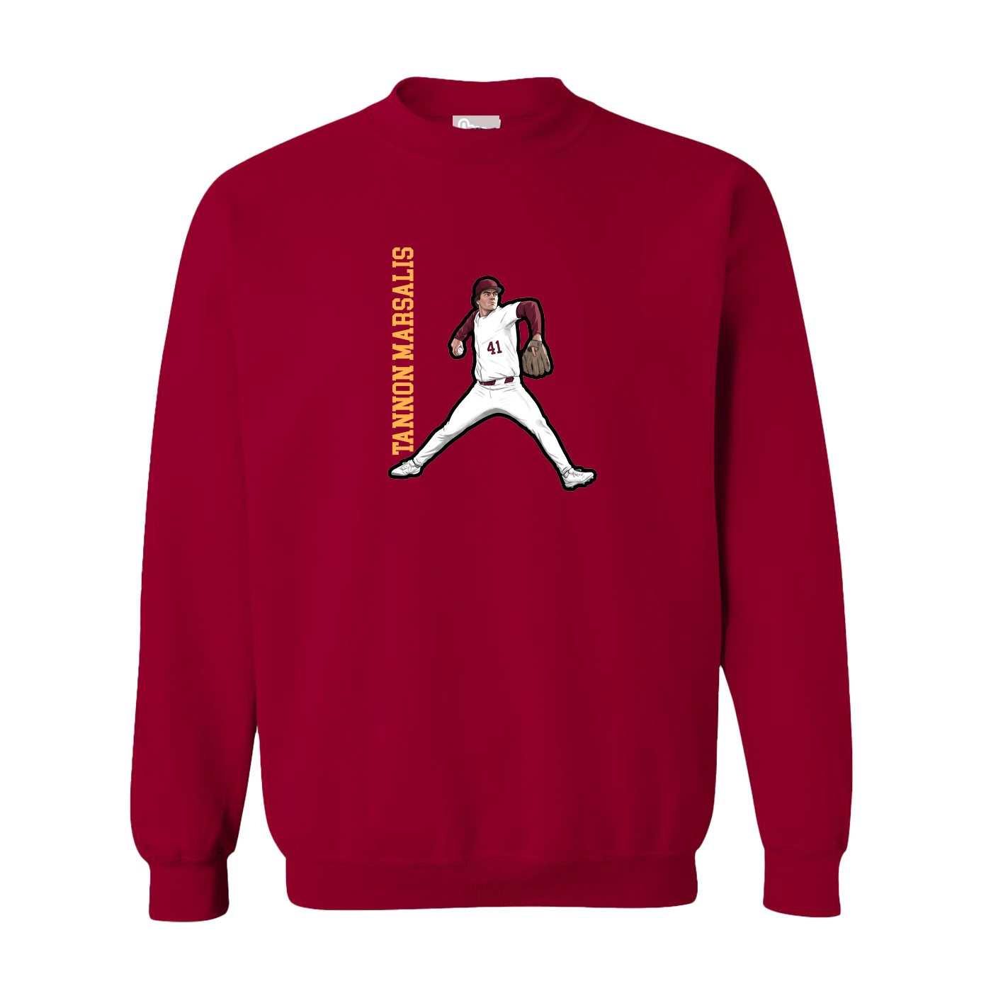Fleece Crew — Name Vertical in Cardinal