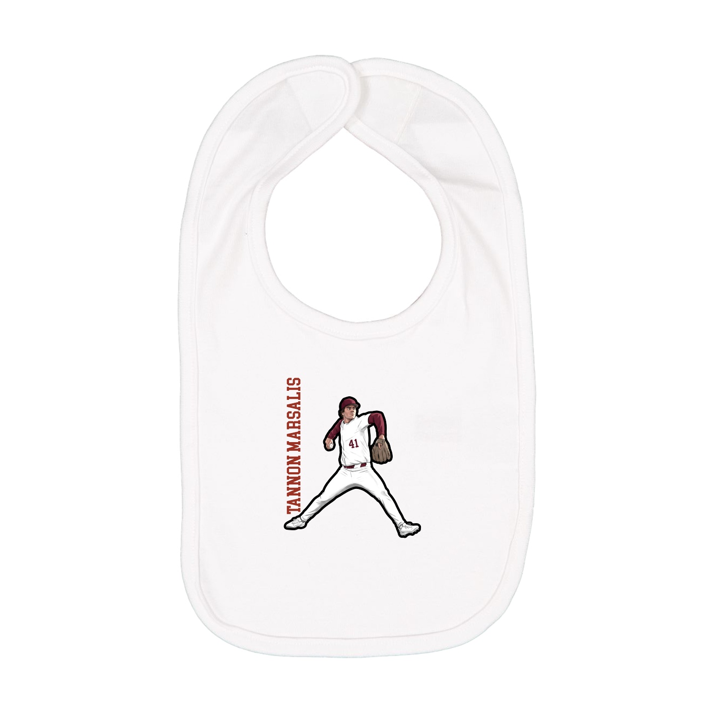 Infant Bib — Name Vertical in White
