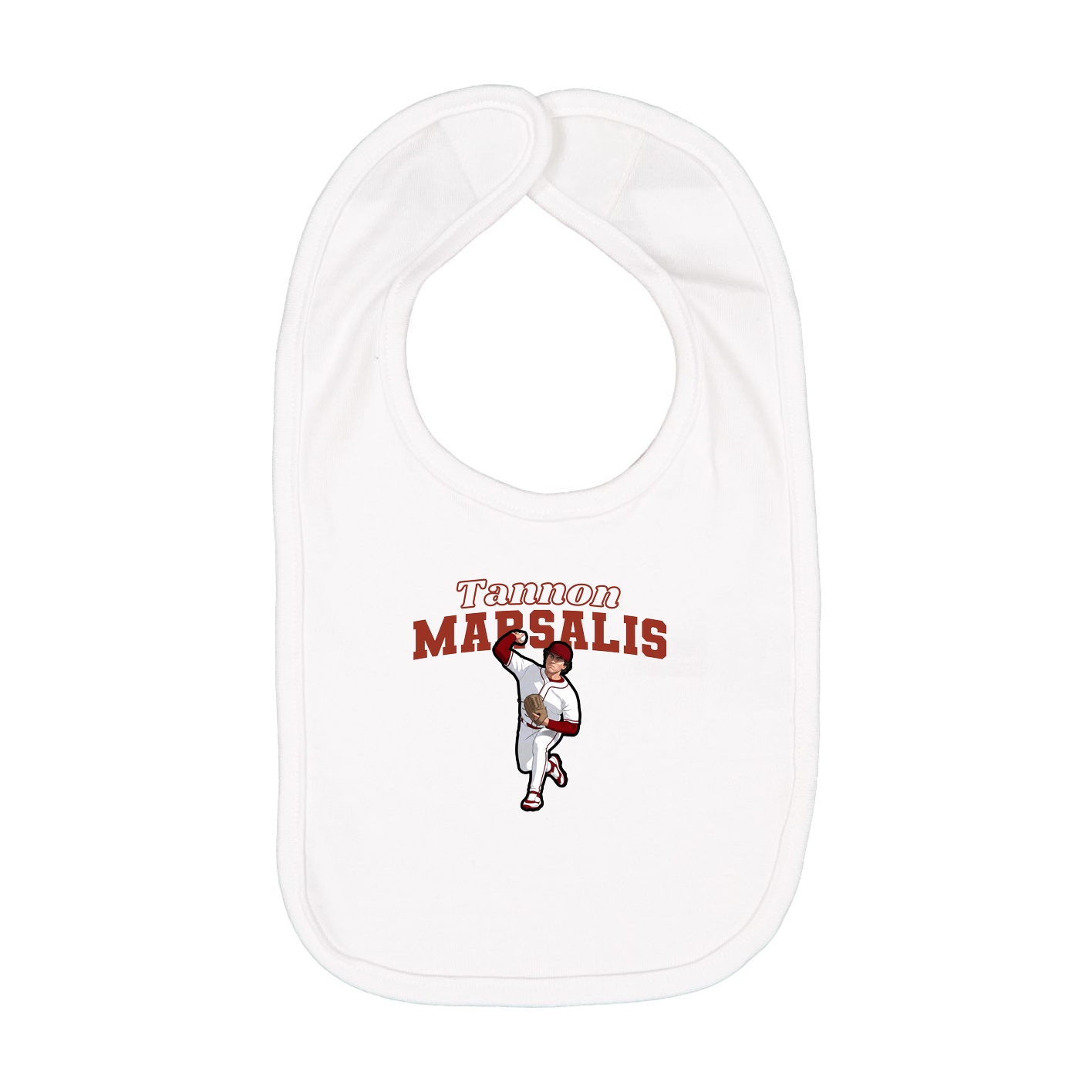 Infant Bib — Name Arch in White
