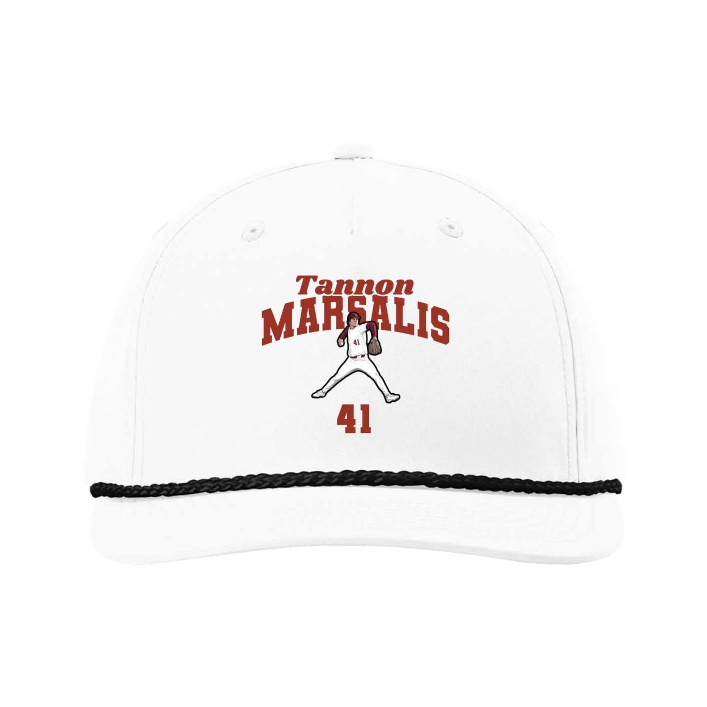 Five-Panel Classic Rope Cap — Signature Arch in White