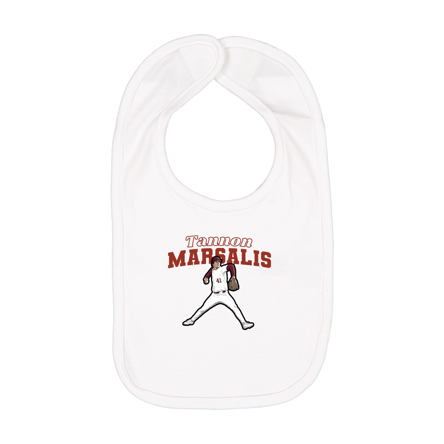 Infant Bib — Name Arch in White