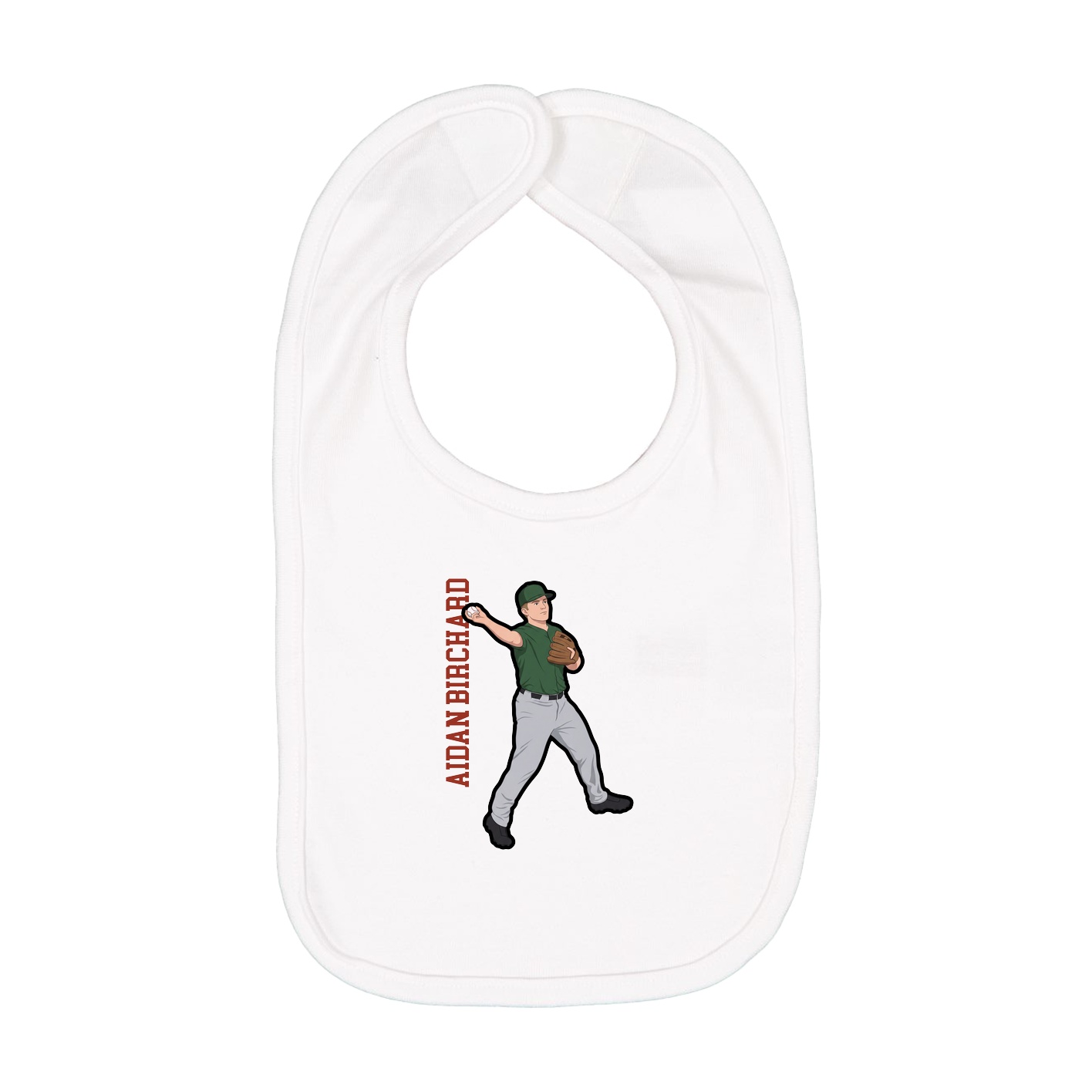 Infant Bib — Name Vertical in White