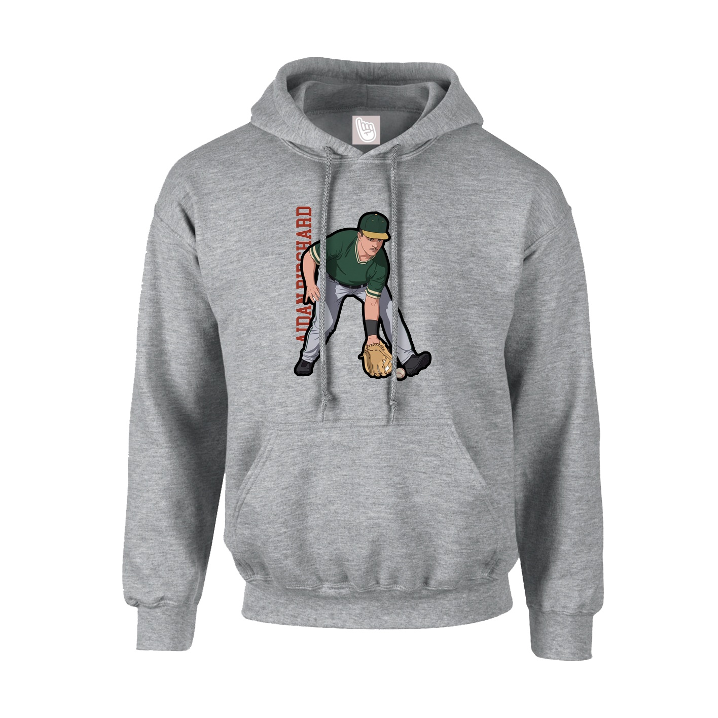 Youth Hoodie — Name Vertical in Grey