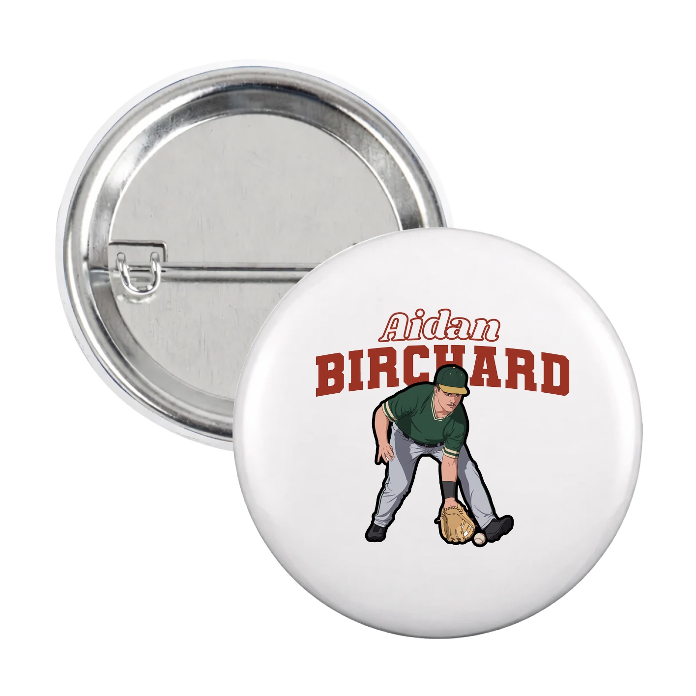 Game Day Button — Name Arch in White