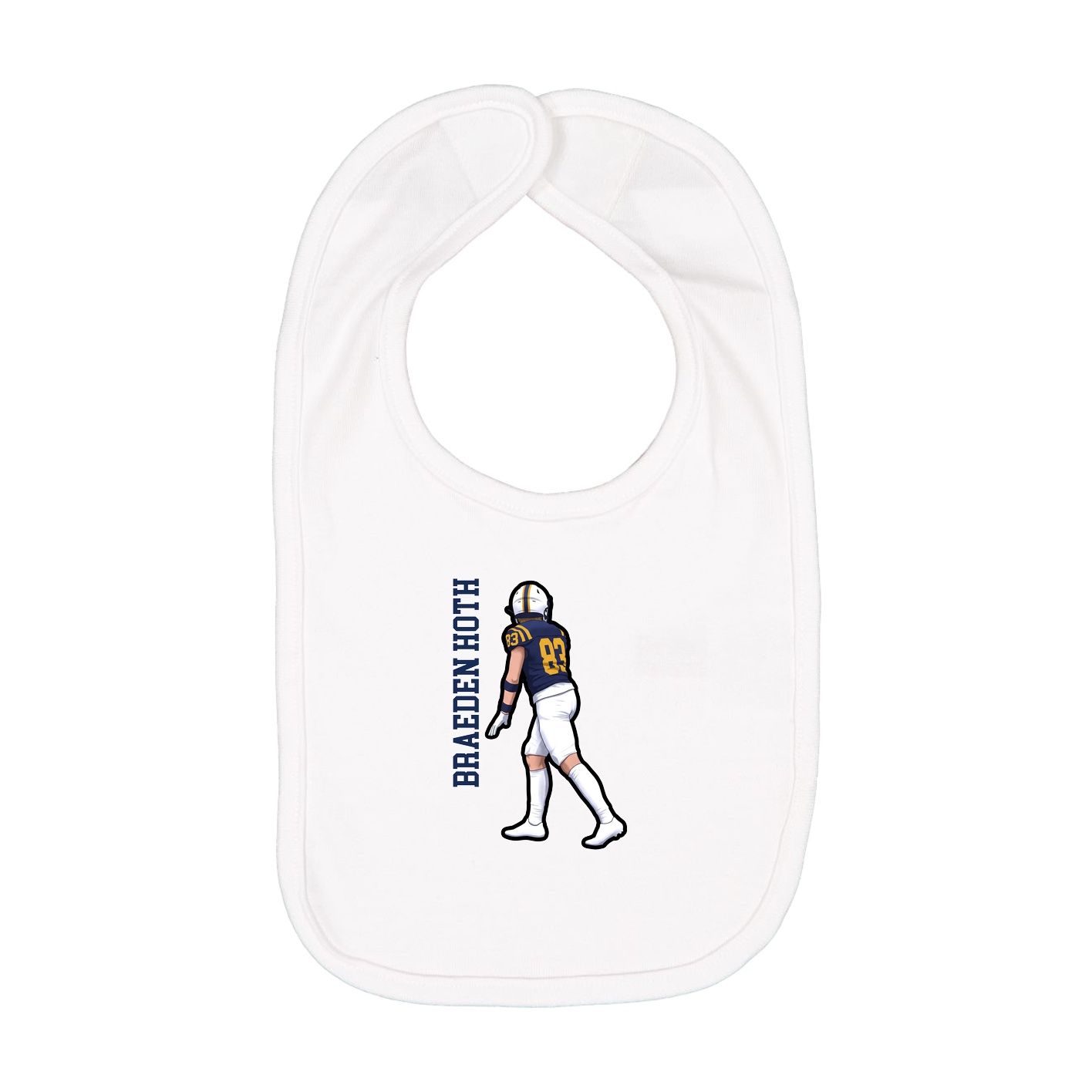 Infant Bib — Name Vertical in White
