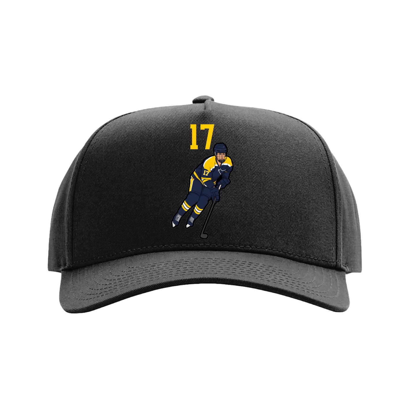 Full Fabric Five-Panel Champ Cap — Number Top in Black