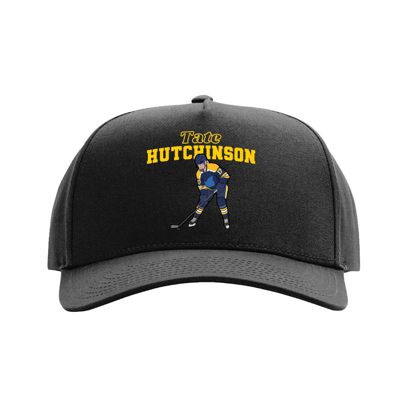 Full Fabric Five-Panel Champ Cap — Name Arch in Black