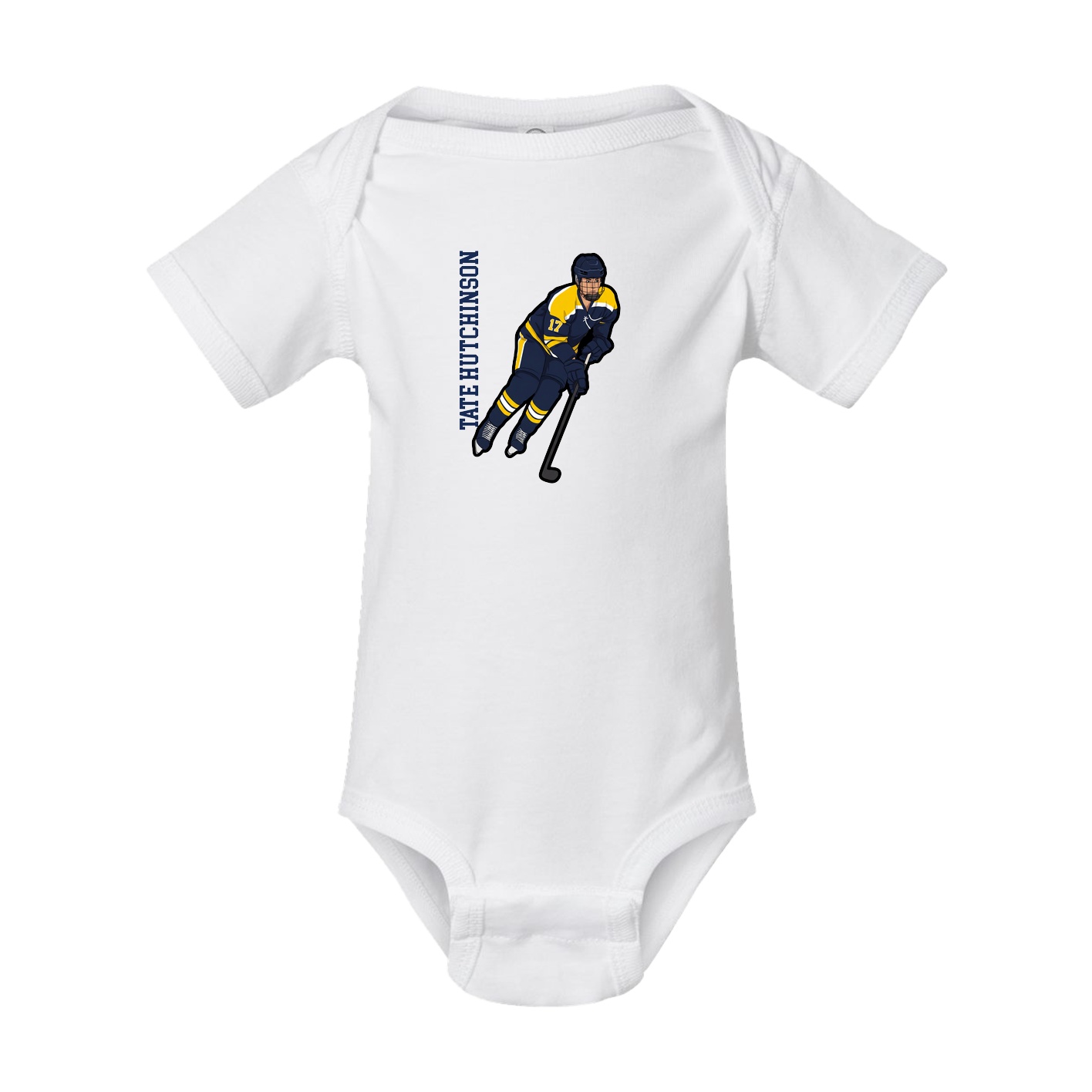 Baby Onesie — Name Vertical in White