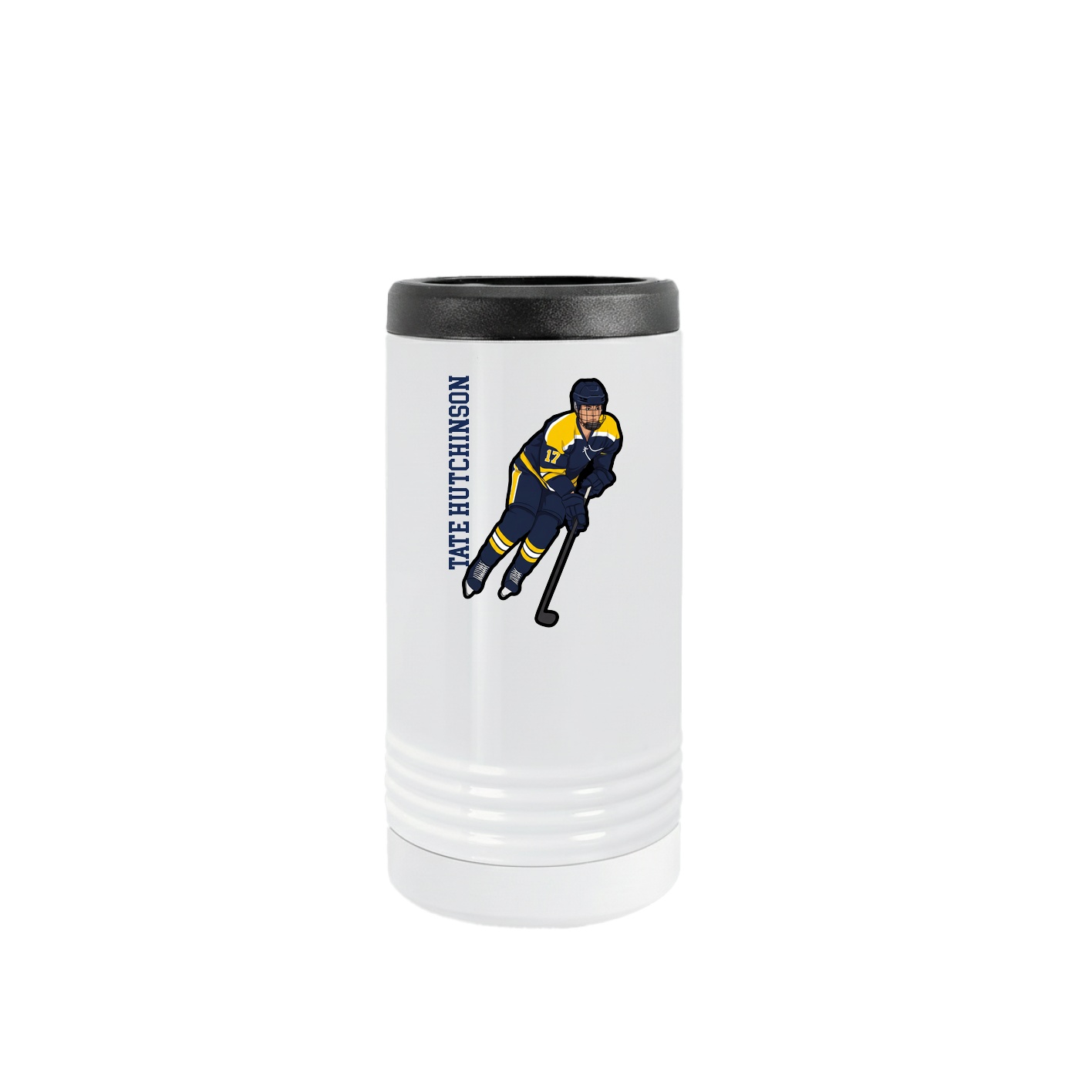 Slim Beverage Holder — Name Vertical in White